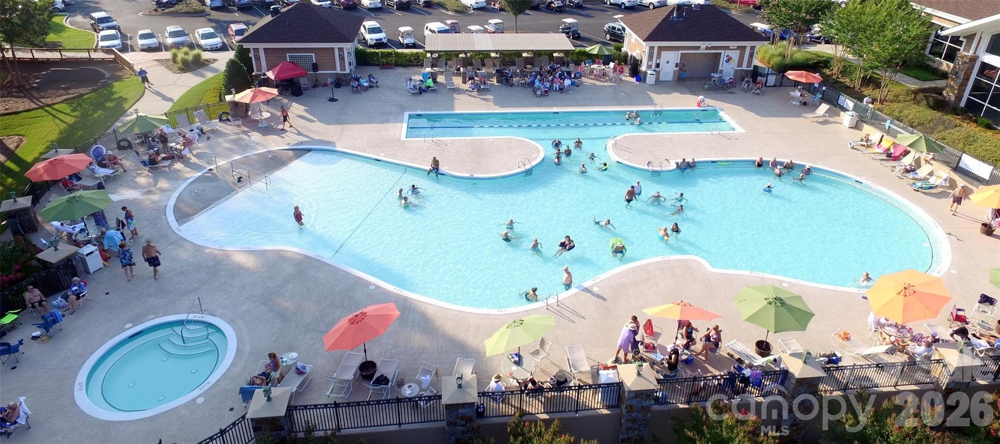 The Lake House pool is one of three pools at Sun City Carolina Lakes. There is also a pool inside The Lake House and another outdoor pool at The Lodge. - Indian Land