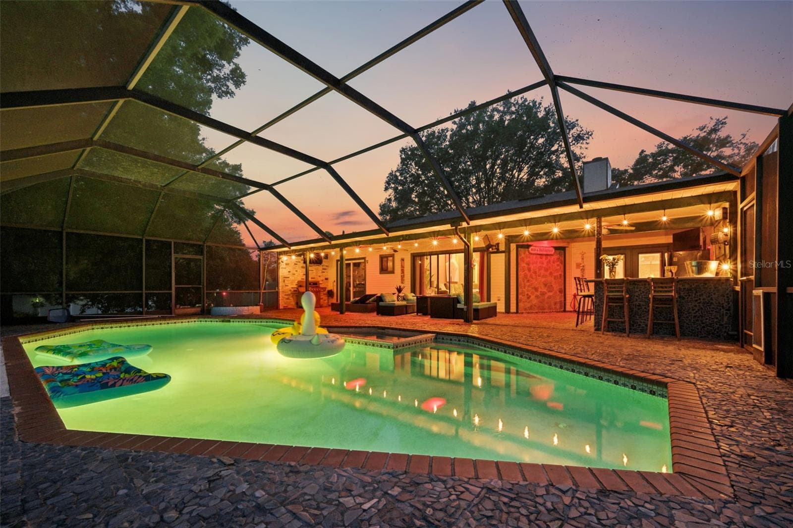 Pool Night view - 3501 HILL STREAM AVE, APOPKA