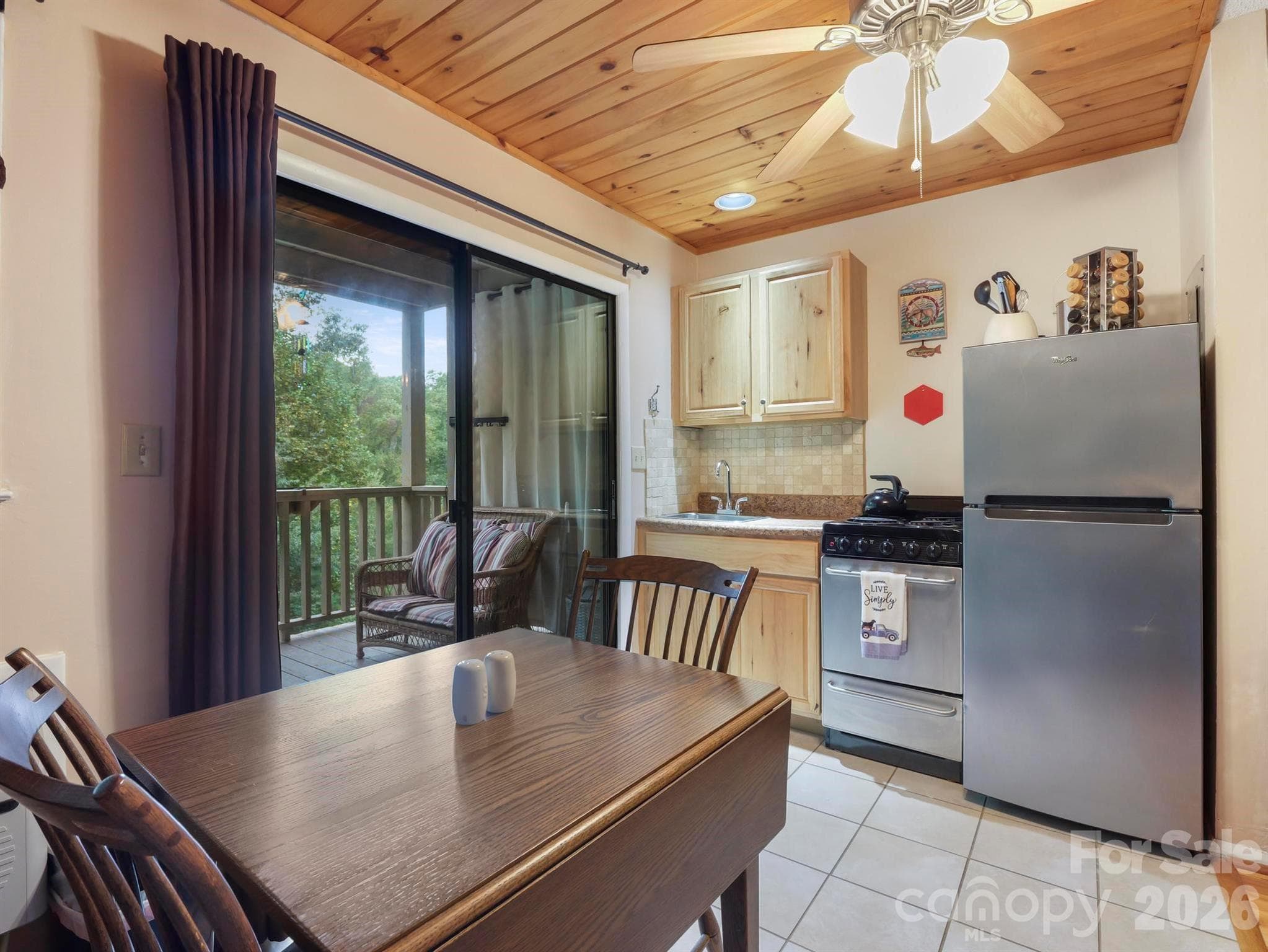 Drop leaf table, full size fridge, 4 burner stove/oven - 160 Whitney Boulevard, Lake Lure