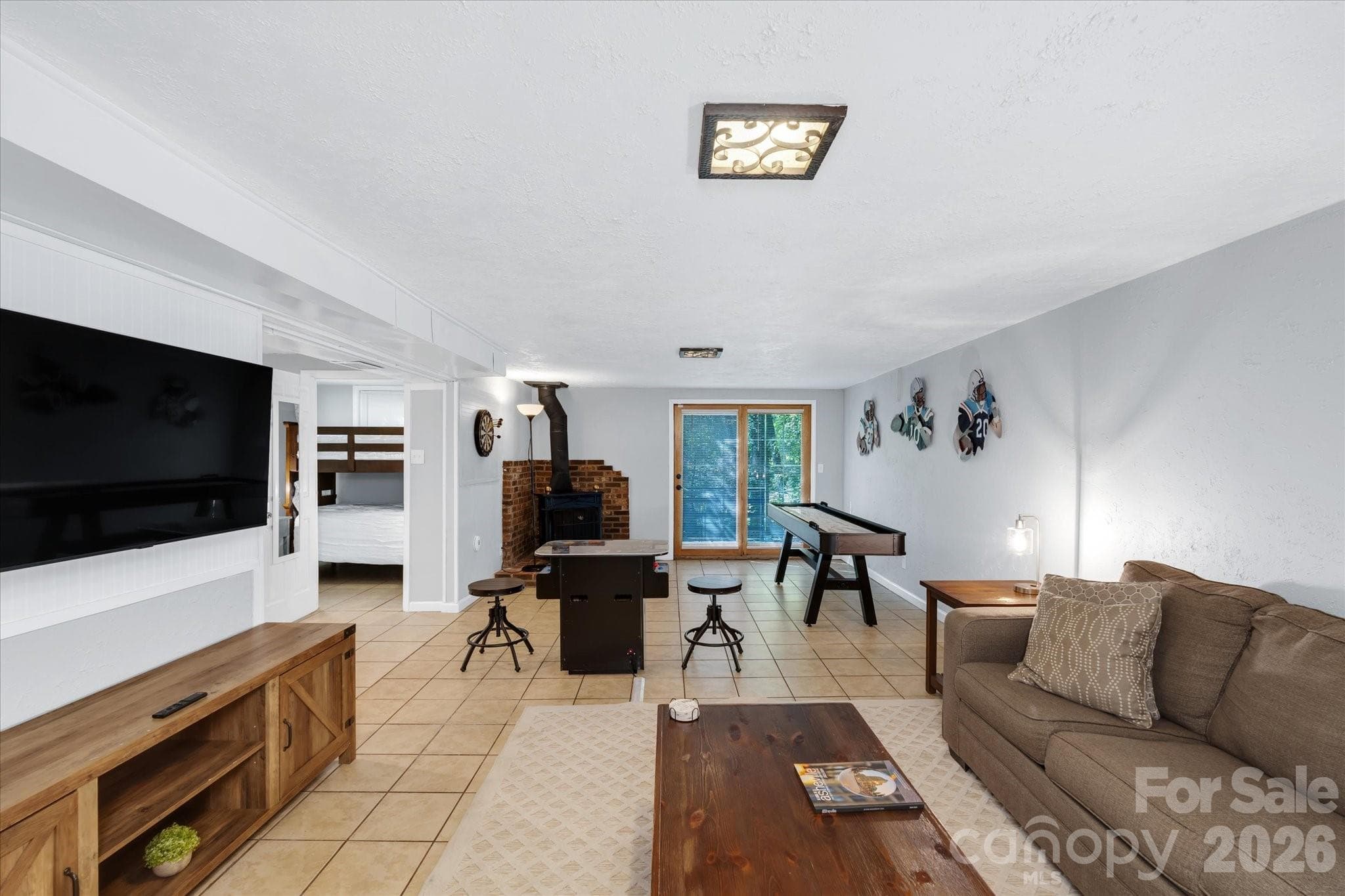 2nd living area with wood burning stove - 23 Springwood Drive, Asheville