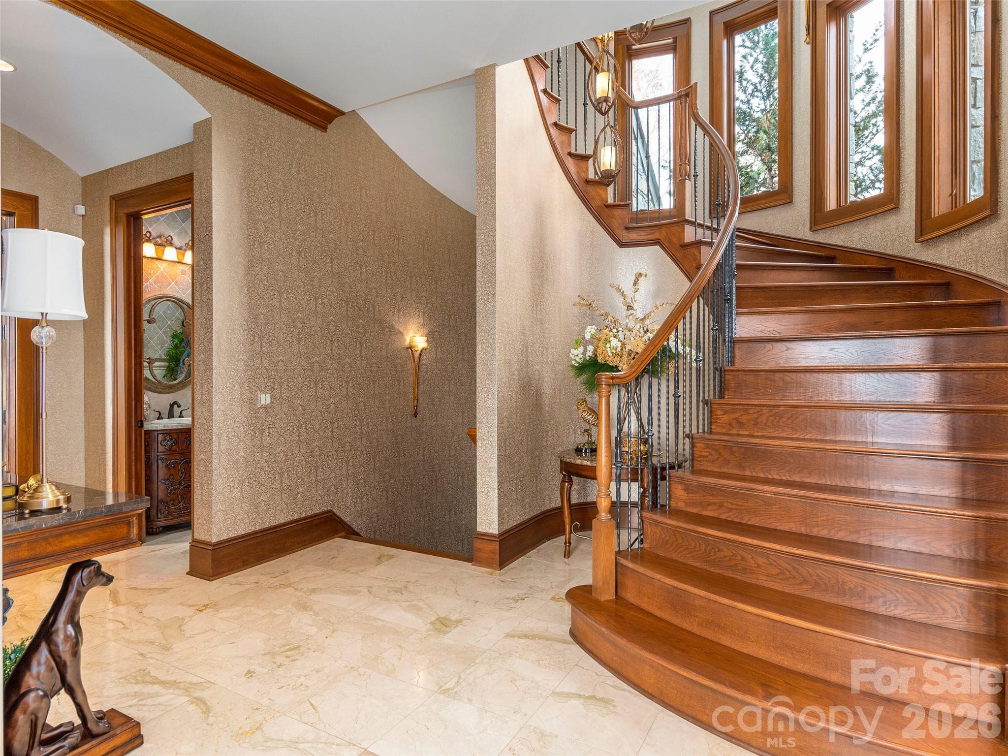 Sweeping stairs between floors - 633 Altamont View, Asheville
