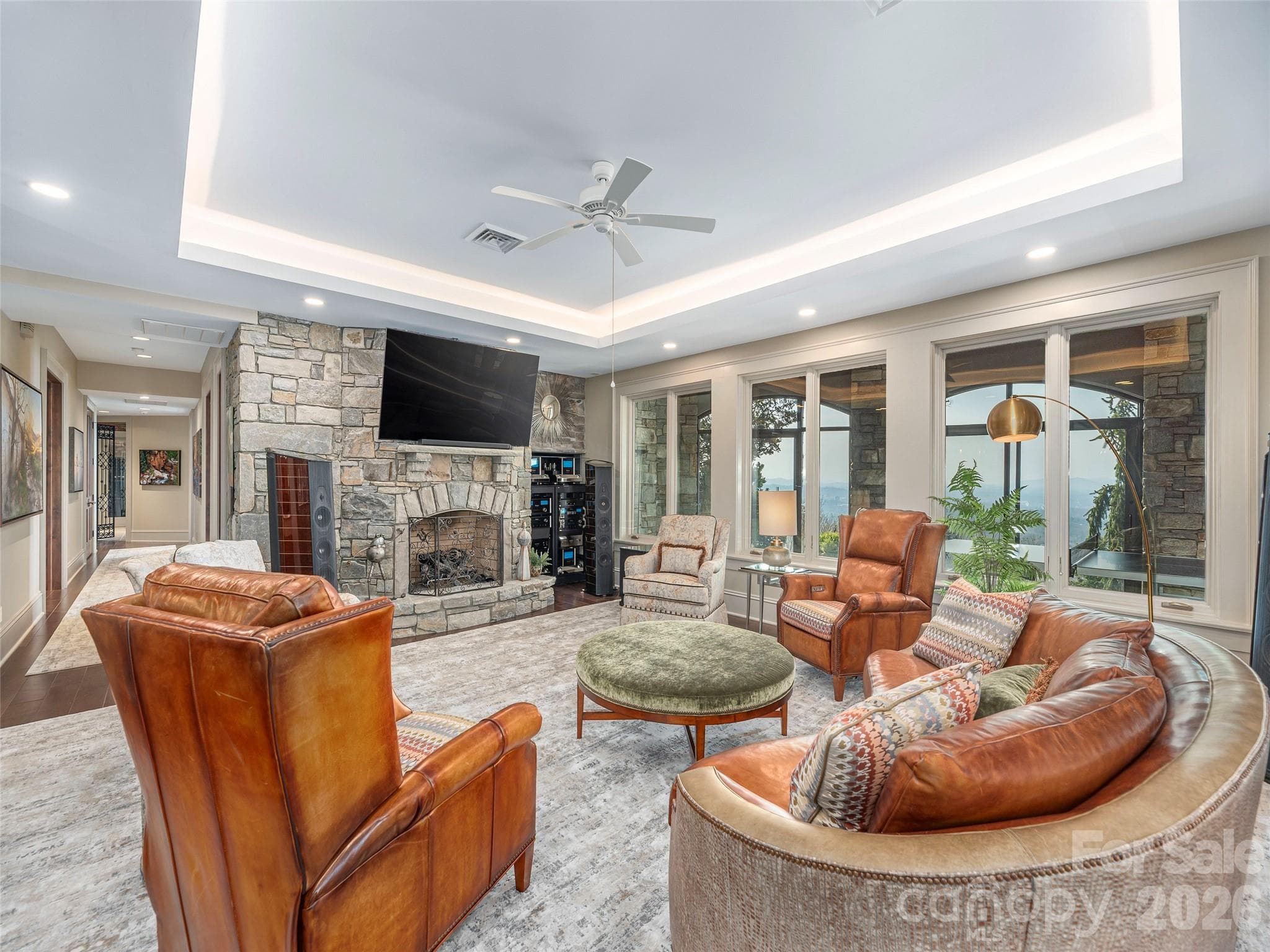 Lower level TV and music room - 633 Altamont View, Asheville