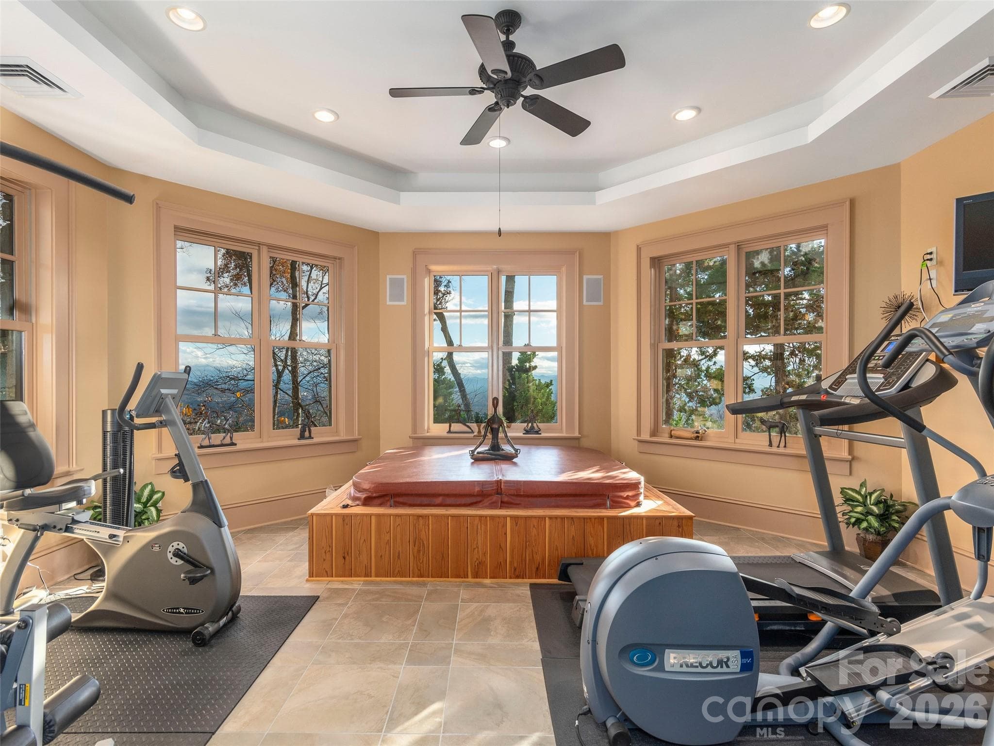 Exercise room with hot tub and full bath - 633 Altamont View, Asheville