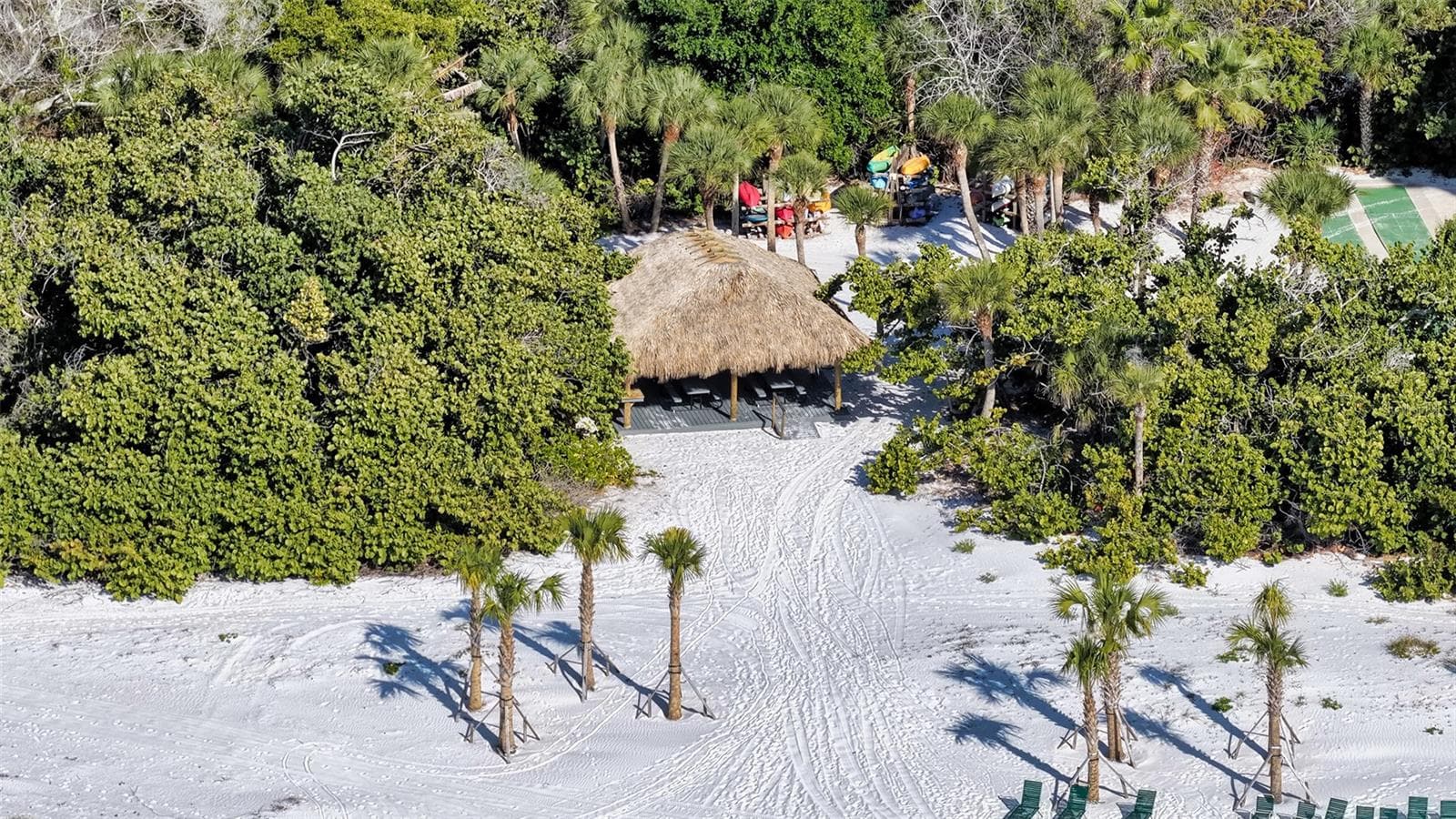 Aerial view of the new beachside Tiki Hut. - 225 HOURGLASS WAY #106, SARASOTA