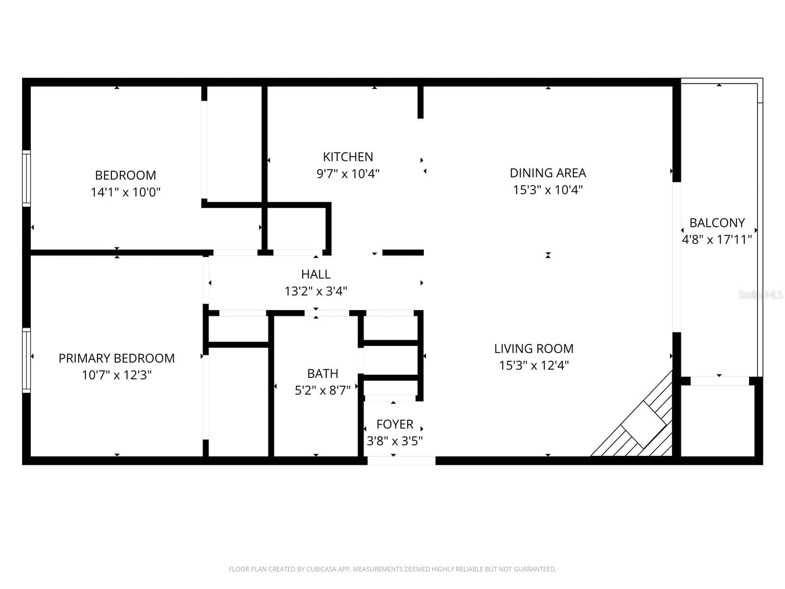 Basic floor plan dimensions - 2406 GULF BLVD #204, INDIAN ROCKS BEACH