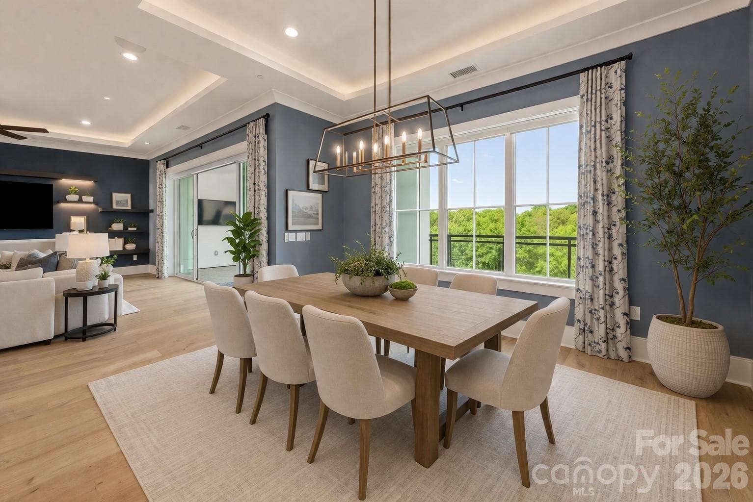 Open concept virtually staged dining  with views - 19329 Watermark Drive, Cornelius