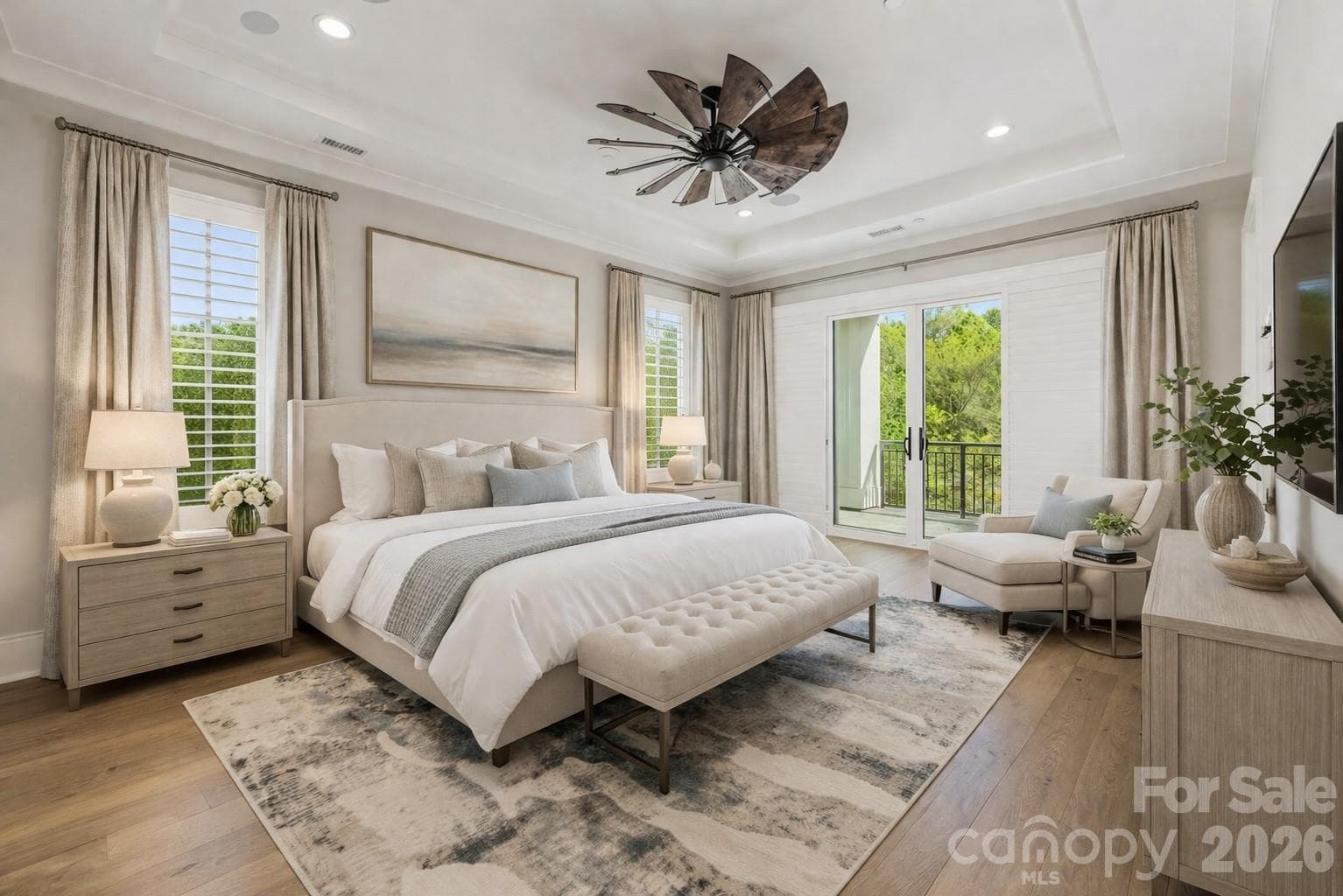 Virtually staged Primary Bedroom - 19329 Watermark Drive, Cornelius