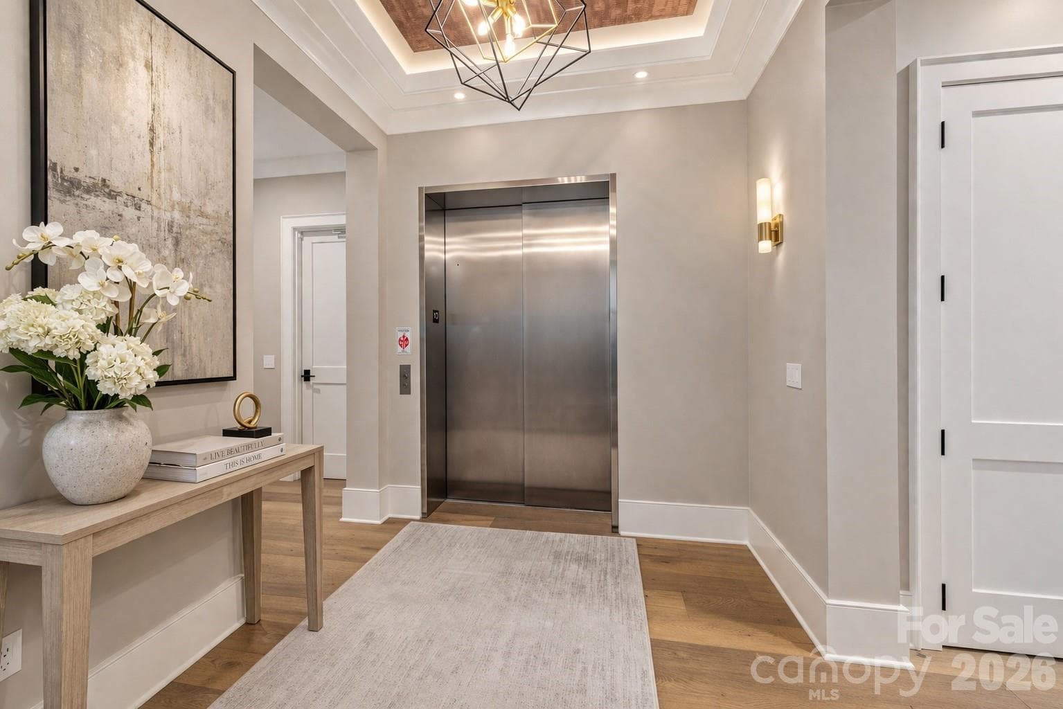 Virtually staged foyer - 19329 Watermark Drive, Cornelius