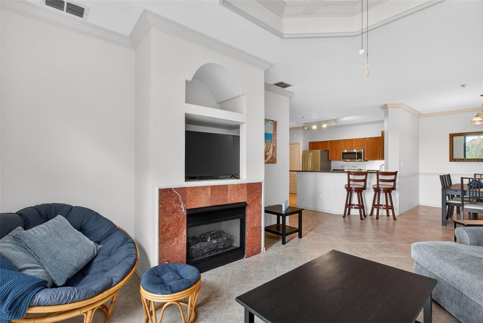 Living Room with Gas Fireplace - 2730 VIA TIVOLI #335A, CLEARWATER