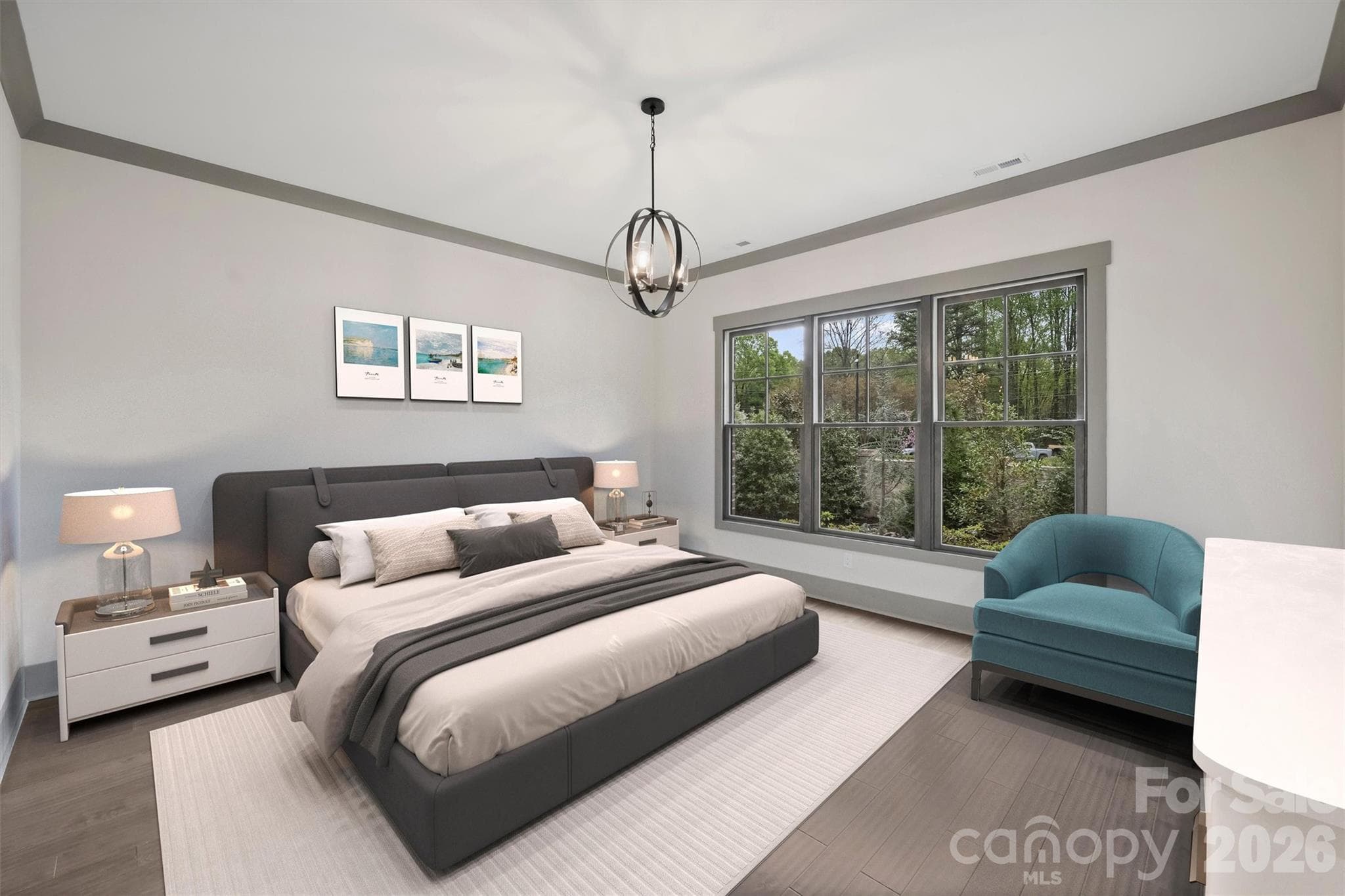 Primary Bedroom -Virtually Staged Photo - 8159 Fairview Road, Charlotte