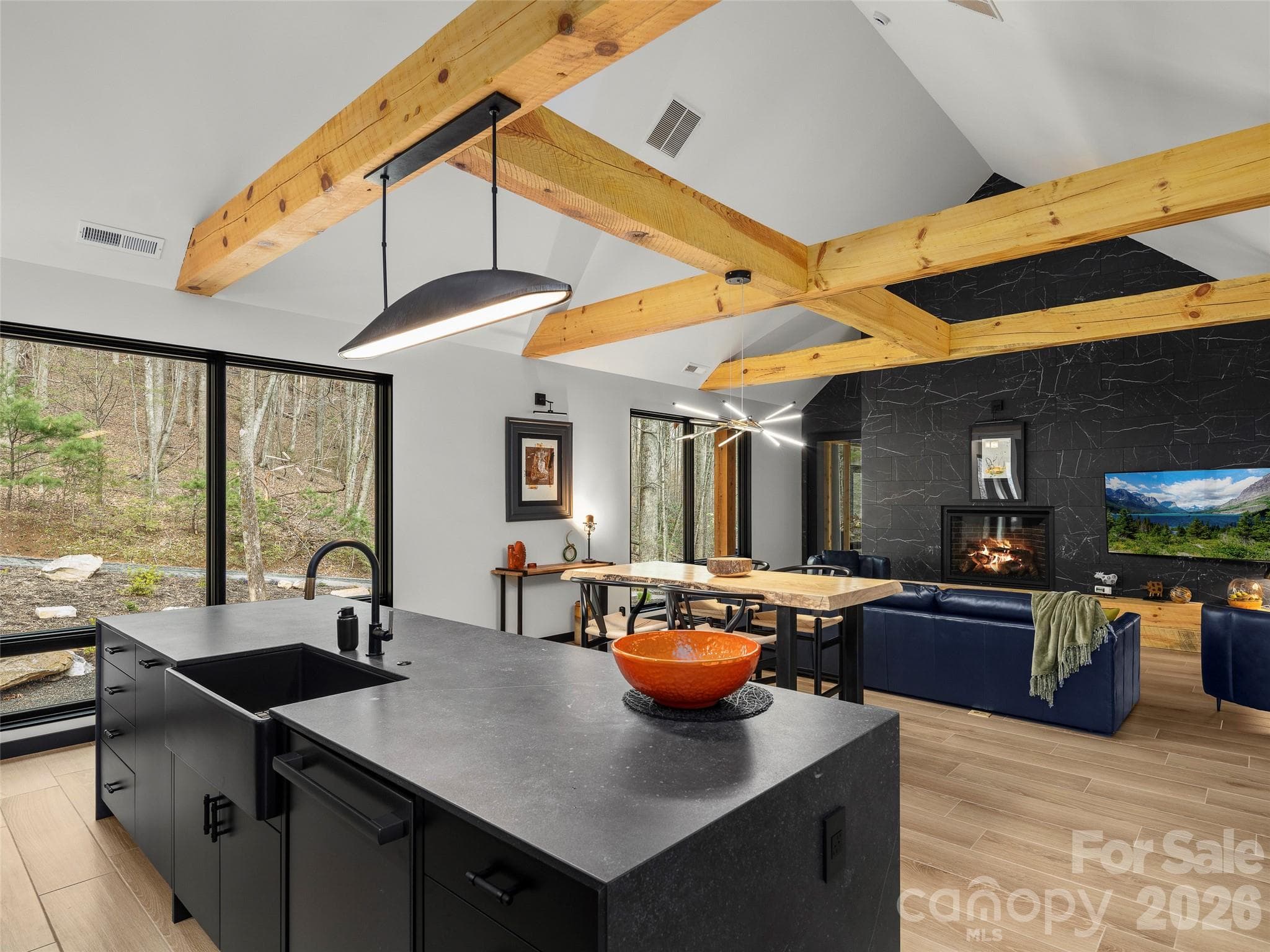 Open Floor Plan Kitchen into the Great Room - Black Mountain