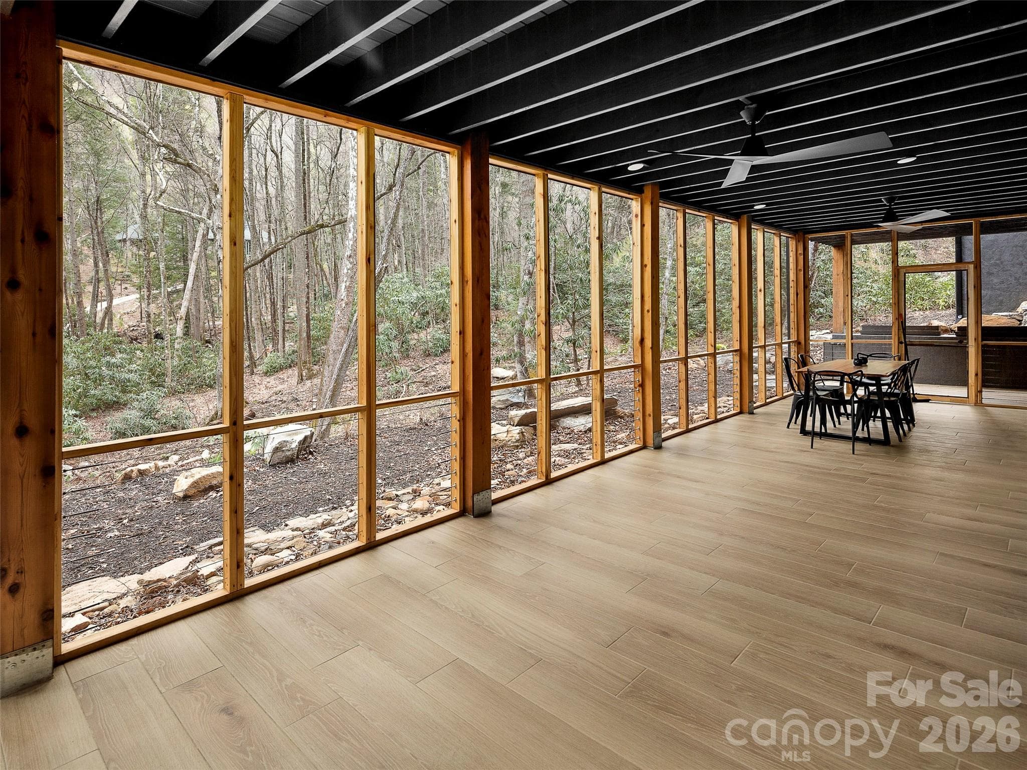 Downstairs porch with fans and heaters - 80 Hemlock Circle, Black Mountain
