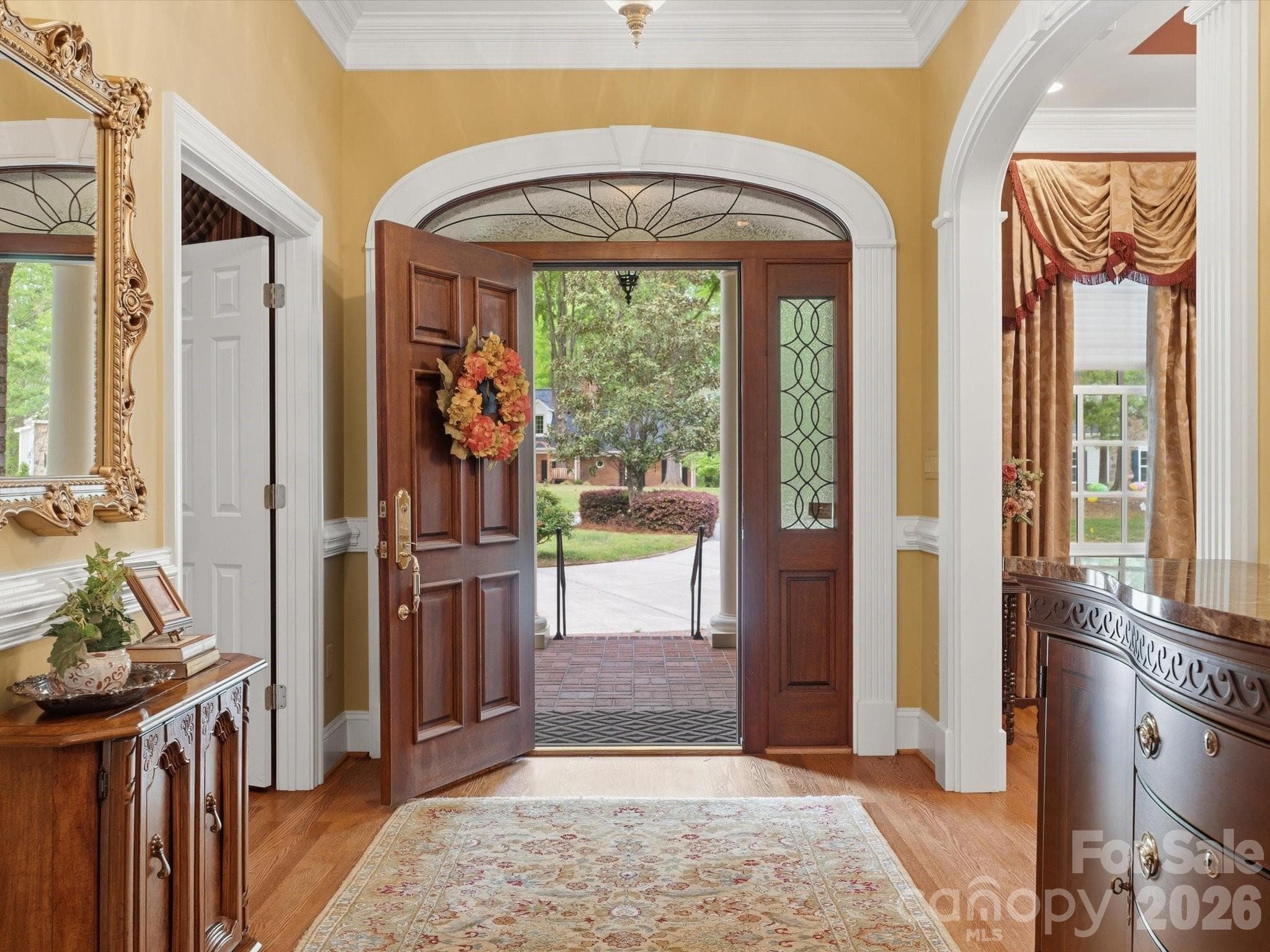 Solid wood entrance door/ transom window with leaded glass inserts - Monroe