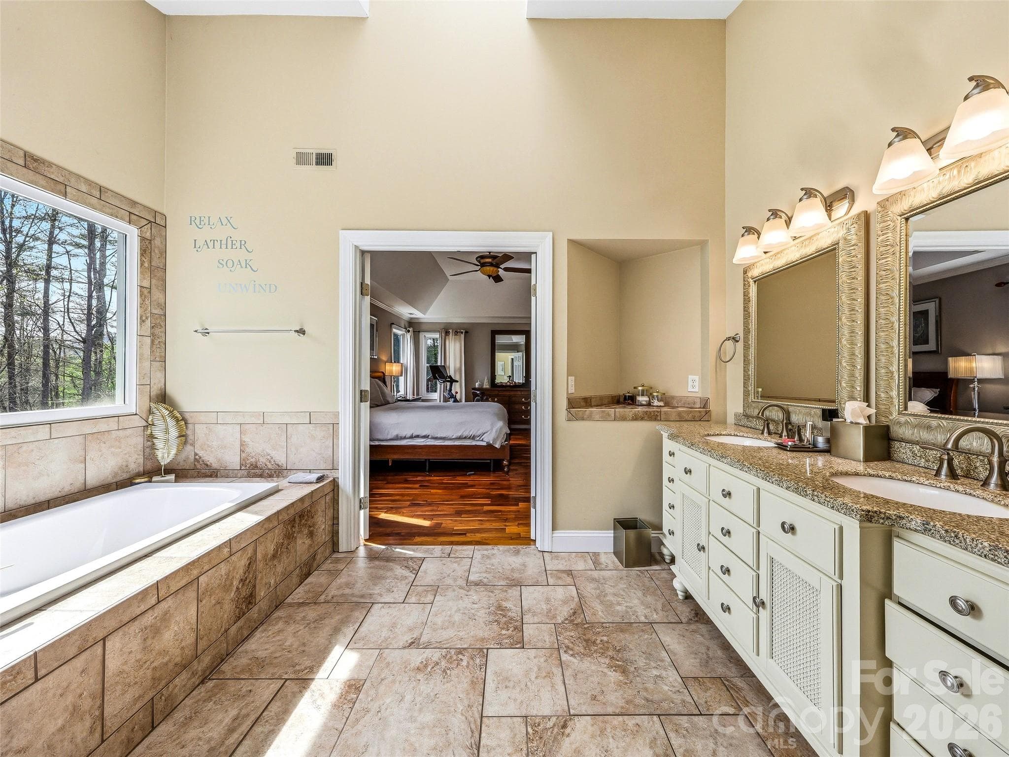 Primary Bathroom with his and hers sinks. - 32 Franklin Farm Road, Fletcher