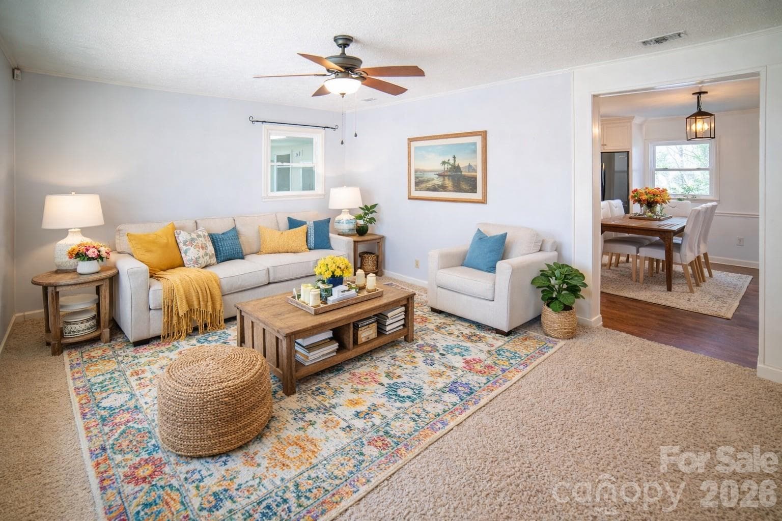 Living Room looking into Dining Area - Virtually Staged - Morganton