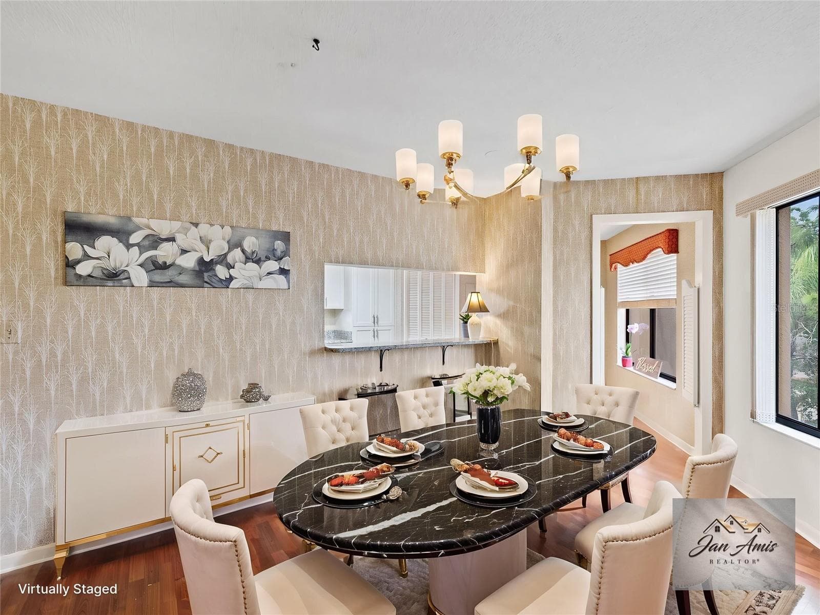 Virturally staged dining room - 3078 EASTLAND BLVD #309, CLEARWATER