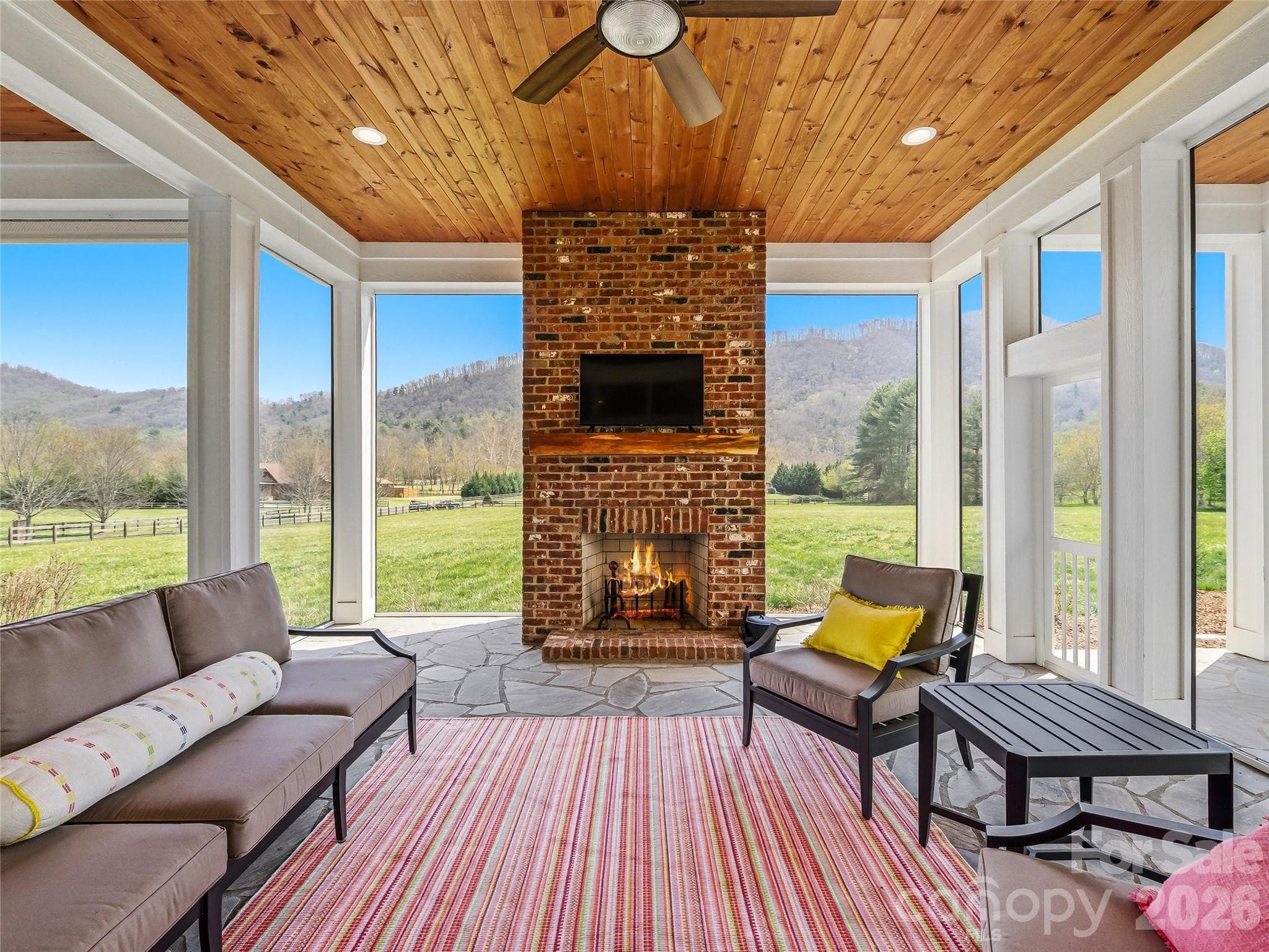 Favorite room - Large screen porch views and fireplace - Fletcher