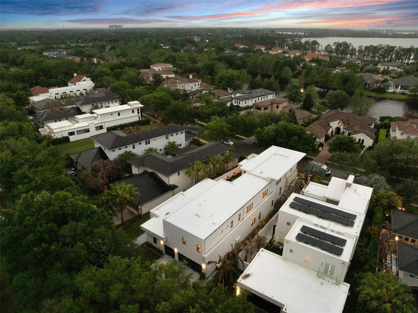 Aerial at Dusk - 8643 FARTHINGTON WAY, ORLANDO