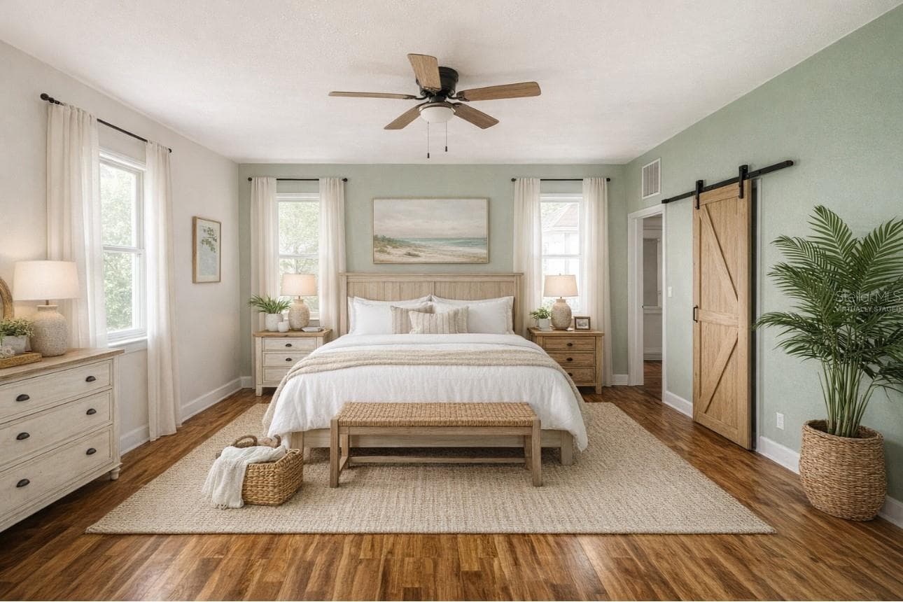 Virtually staged primary bedroom themed ideas for you to try - 1508 N ARCADIA AVE, ARCADIA