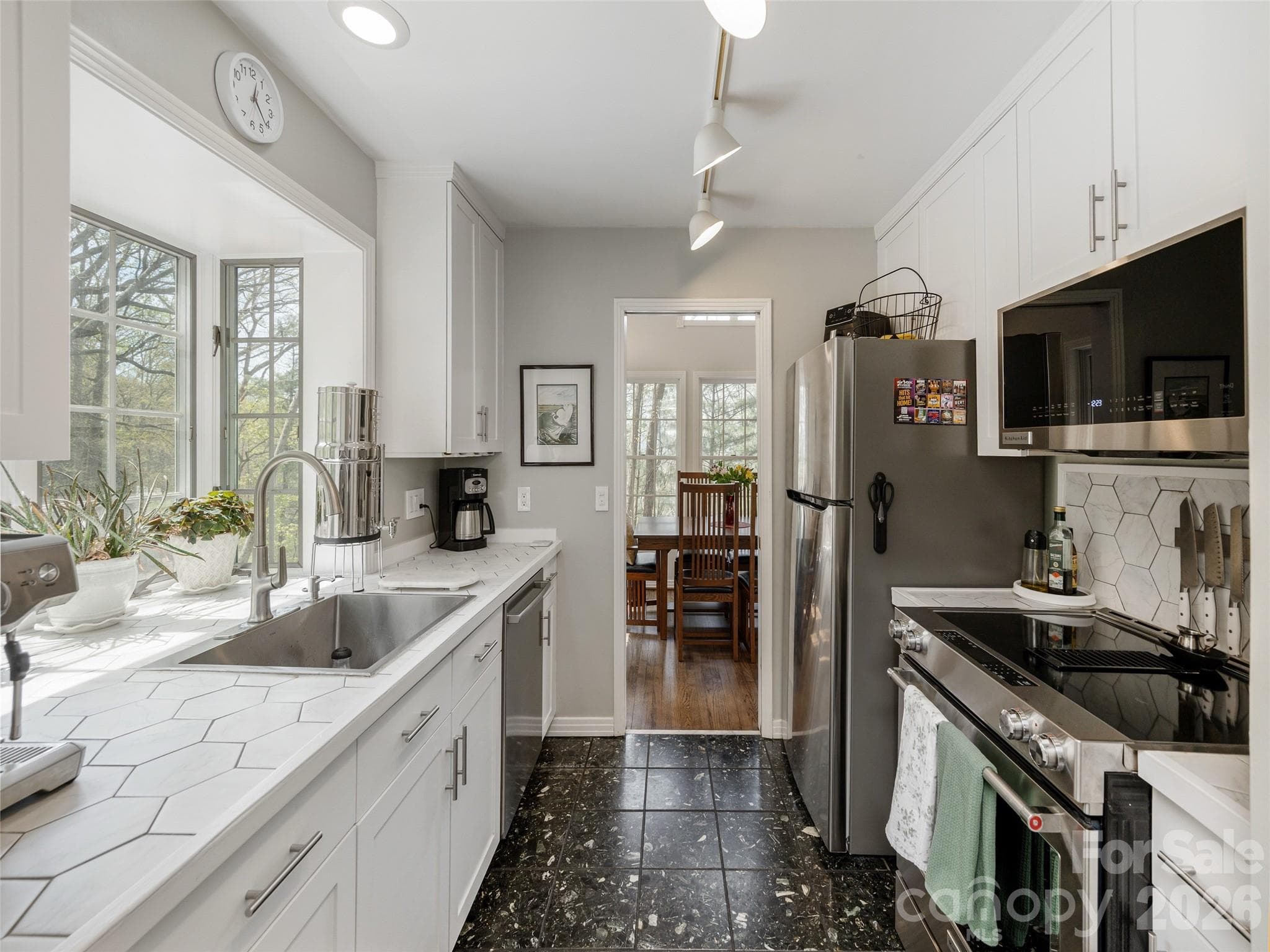 Efficient Kitchen with Marble Floor Tile - 403 Cherokee Road, Asheville