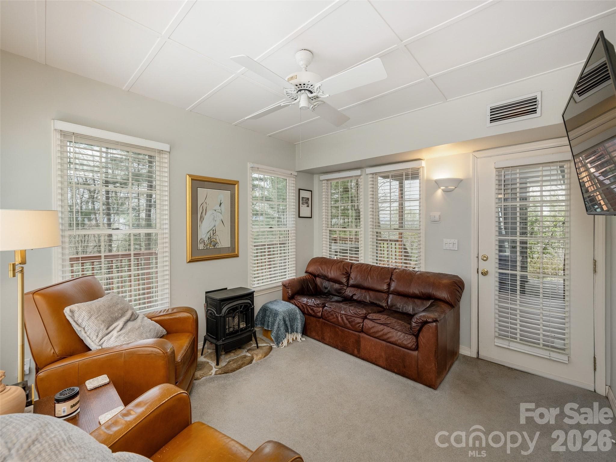 Lower Level Family Room with Gas Stove - 403 Cherokee Road, Asheville