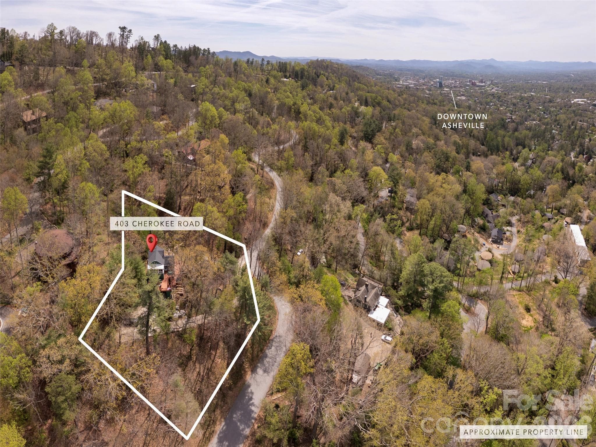 Aerial View of the Property - 403 Cherokee Road, Asheville