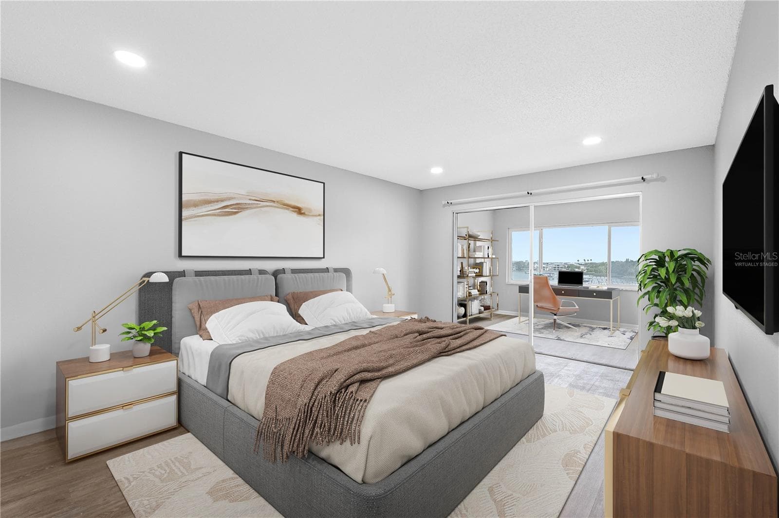 Primary Bedroom Virtually Staged - 100 BLUFF VIEW DR #404C, BELLEAIR BLUFFS