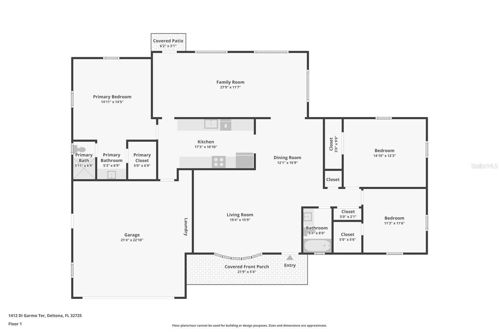 Floor Plan. - 1412 DIGARMO TER, DELTONA
