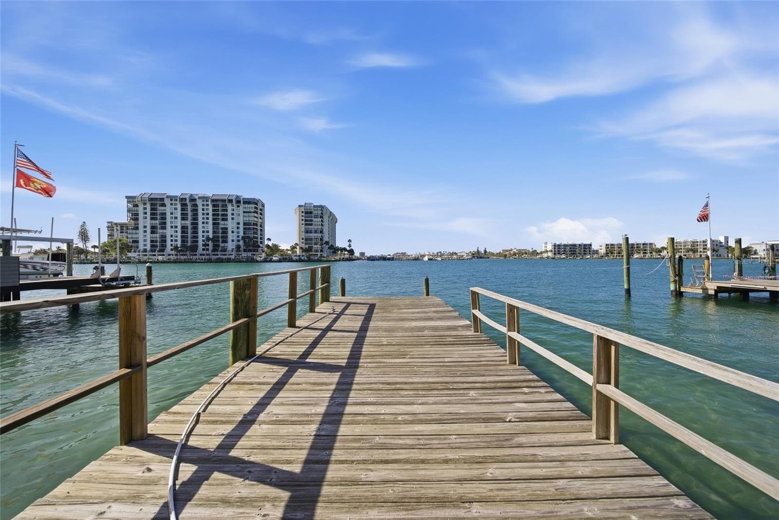 View from the backyard of the current dock looking south at The Devil's Elbow and Intracoastal towards the channel to the Gulf of Mexico. - 4 BELLEVUE DR, TREASURE ISLAND