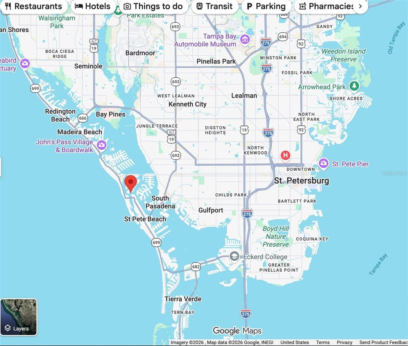 Map of Paradise Island surrounded by the Intracoastal and Gulf with the restaurants of downtown Saint Petersburg only a few miles away via Central Avenue. - 4 BELLEVUE DR, TREASURE ISLAND