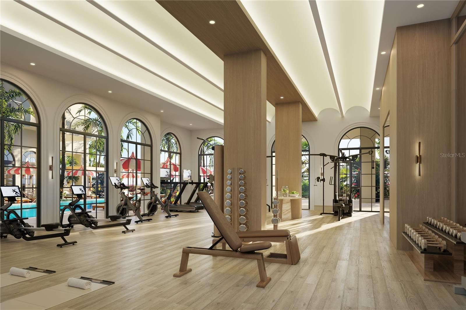 State-of-the-art fitness center with views overlooking the pool deck. - 65 S PALM AVE #1205, SARASOTA