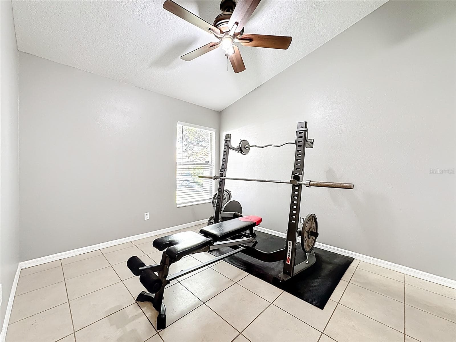 Spacious secondary bedroom, currently utilized as a convenient home gym setup. - 7116 COLONY POINTE DR, RIVERVIEW