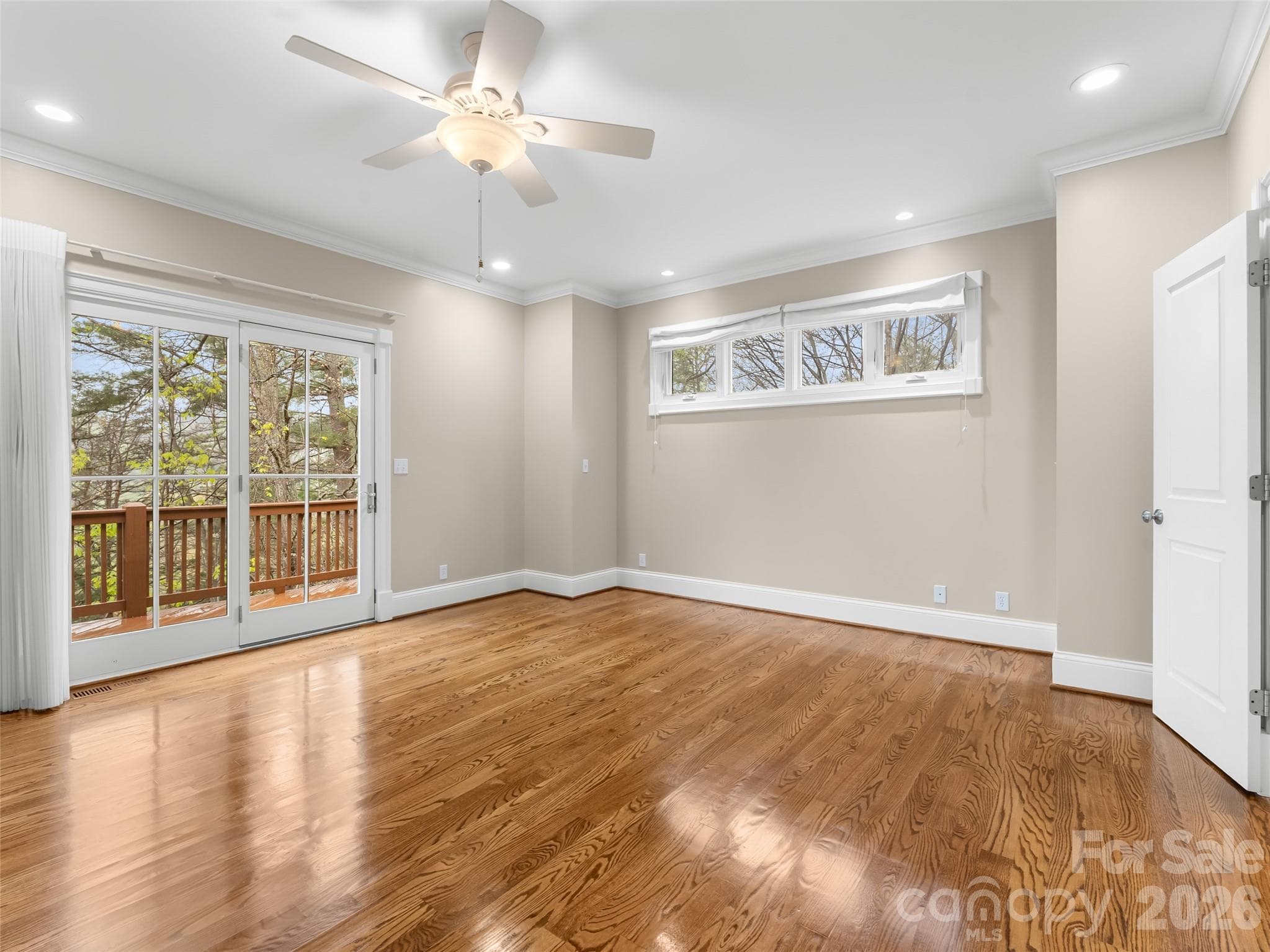 The primary bedroom features its' own deck access. - 5 Stegall Lane, Asheville