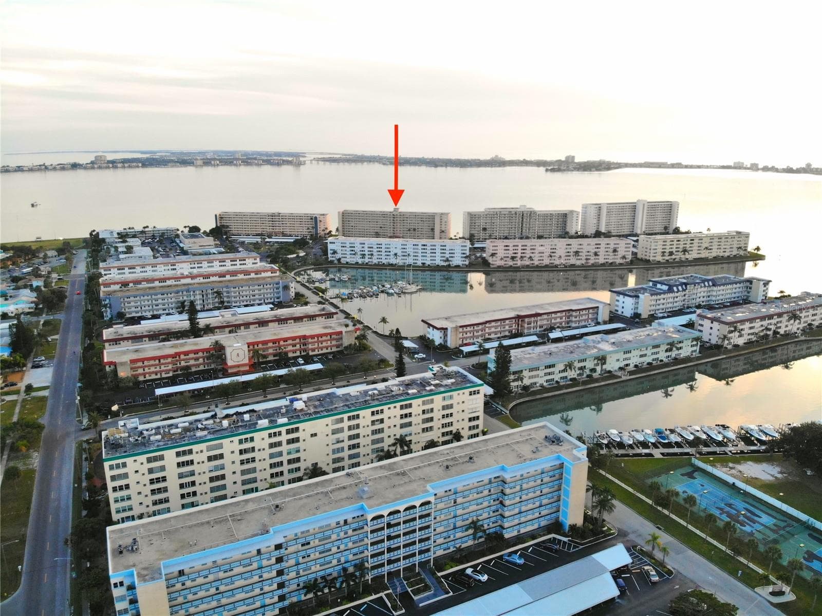 Town Shores Aerial Photograph showing Diplomat Building Exterior - 5980 SHORE BLVD S #405, GULFPORT