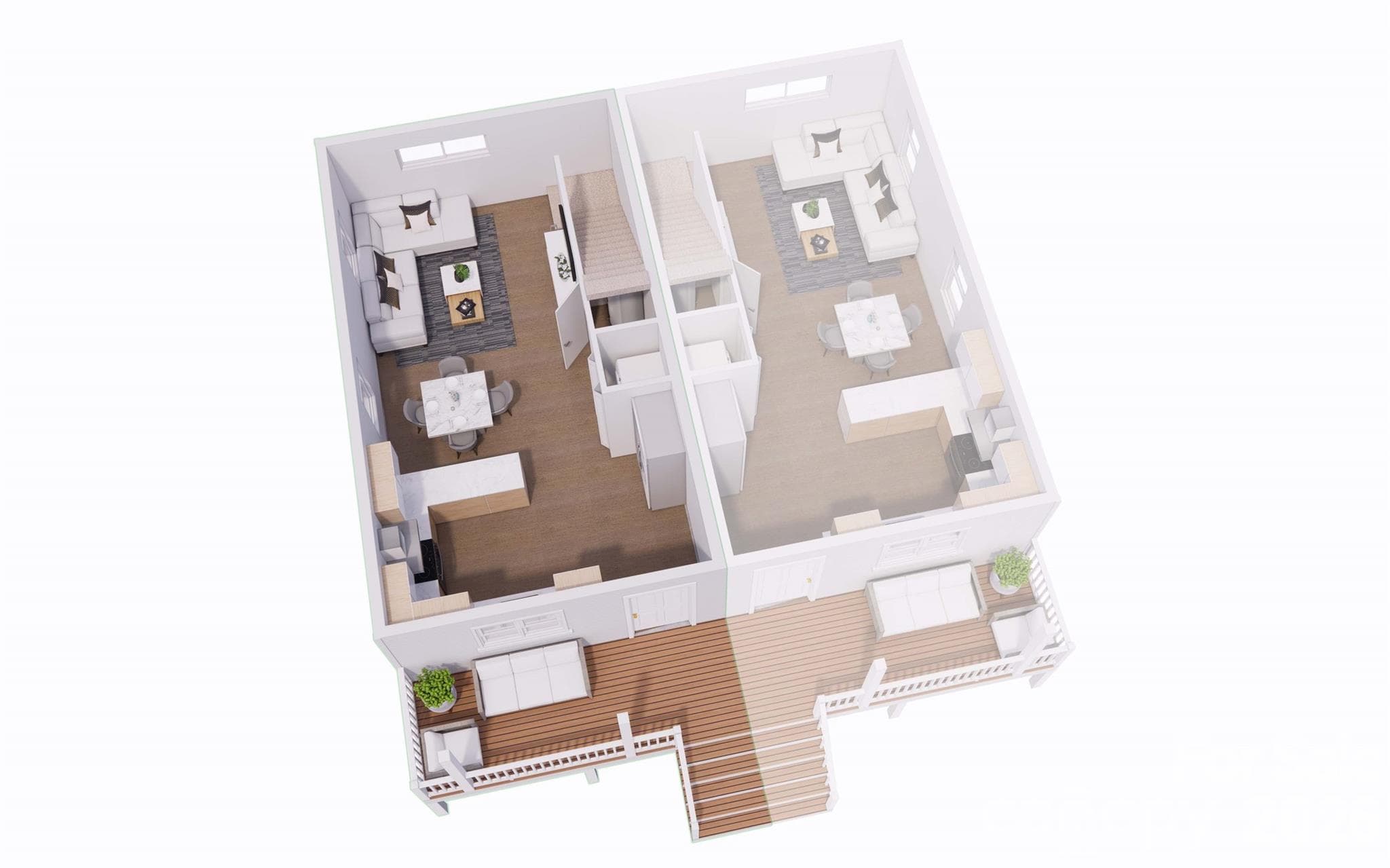 Downstairs feat. porch, open kitchen, dining, and living room - 17 Fireside Drive, Asheville