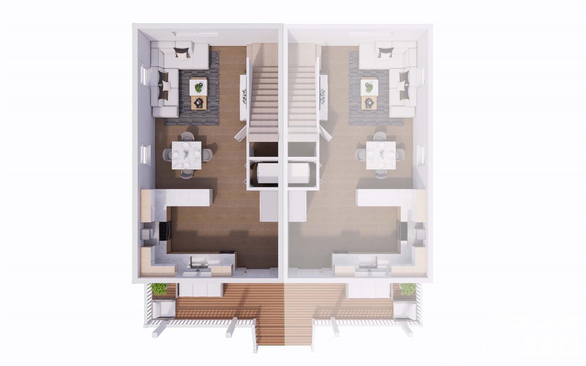 Downstairs feat. porch, open kitchen, dining, and living room - 17 Fireside Drive, Asheville