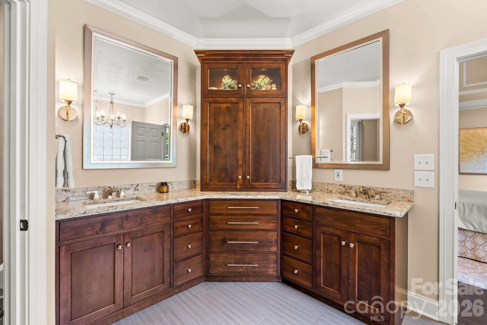Custom cabinets with quartz countertops and dual vanities.Custom cabinets with quartz countertops and dual vanities. - Lewisville