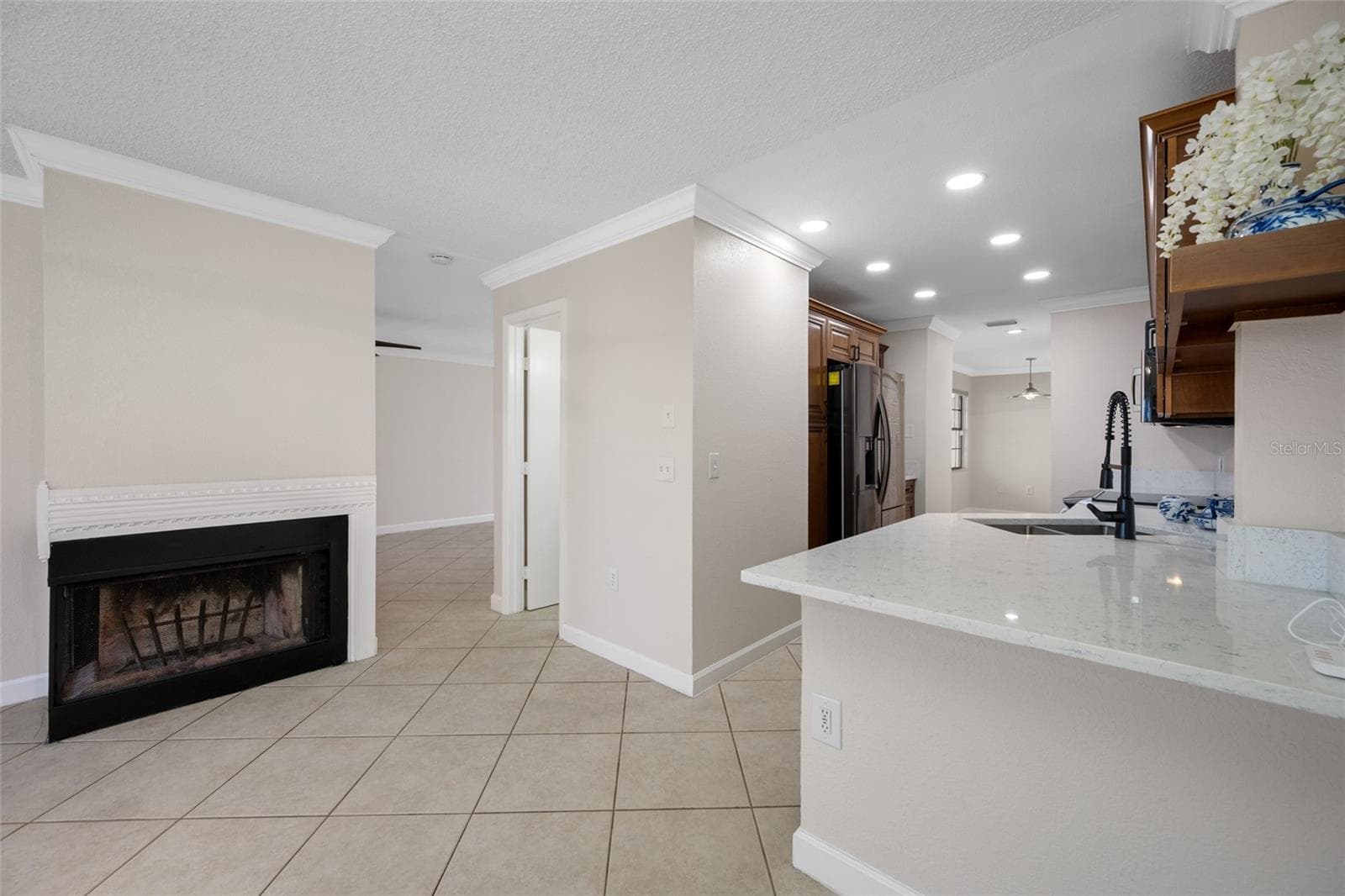 Family Room fireplace - 10416 SAINT TROPEZ PL, TAMPA