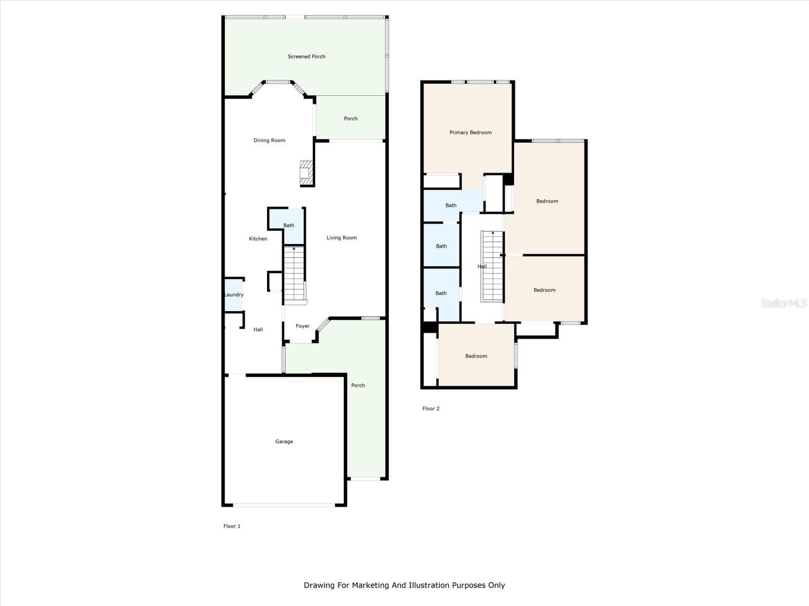 Floor plan showing two levels - 10416 SAINT TROPEZ PL, TAMPA