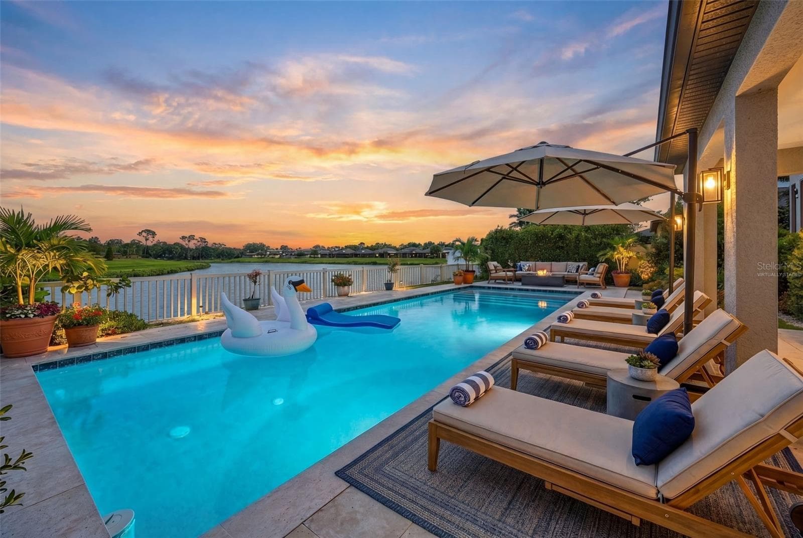 Twilight Pool- VIRTUALLY STAGED - 835 129TH ST NE, BRADENTON