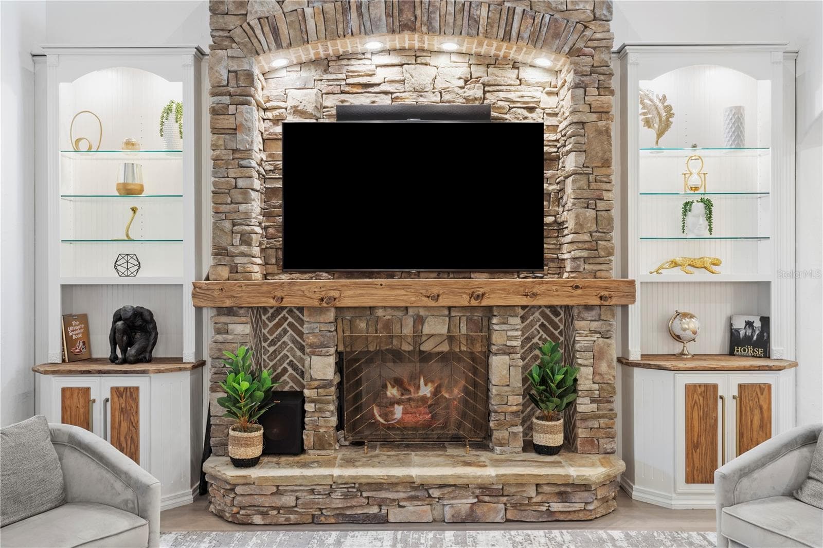 Stone fire place - 11410 TROTTING DOWN DR, ODESSA