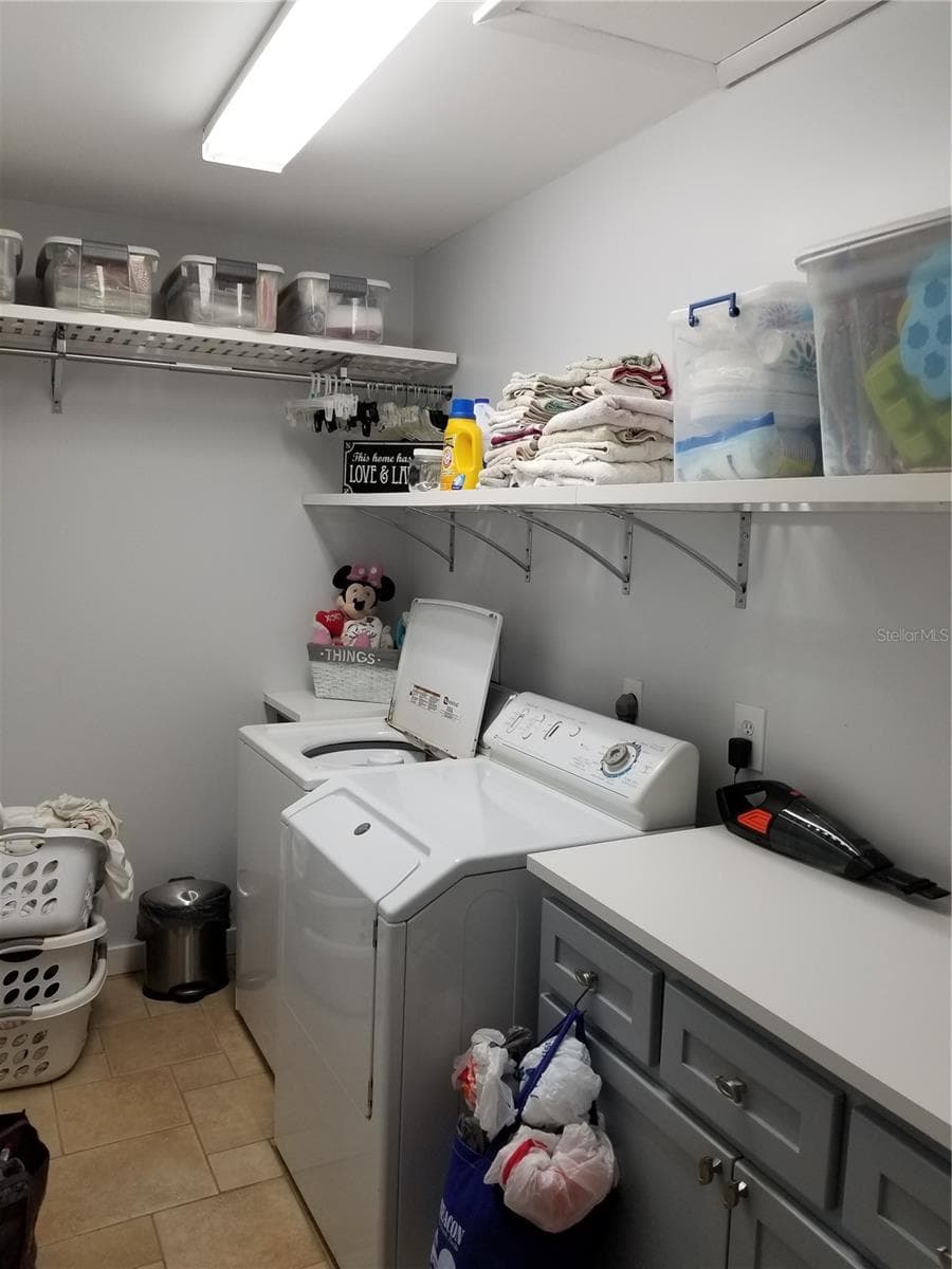 IN HOUSE DEDICATED LAUNDRY ROOM WITH PANTRY STORAGE CABINITS AND COUNTERTOPS - 1720 FOSSIL DR, ENGLEWOOD