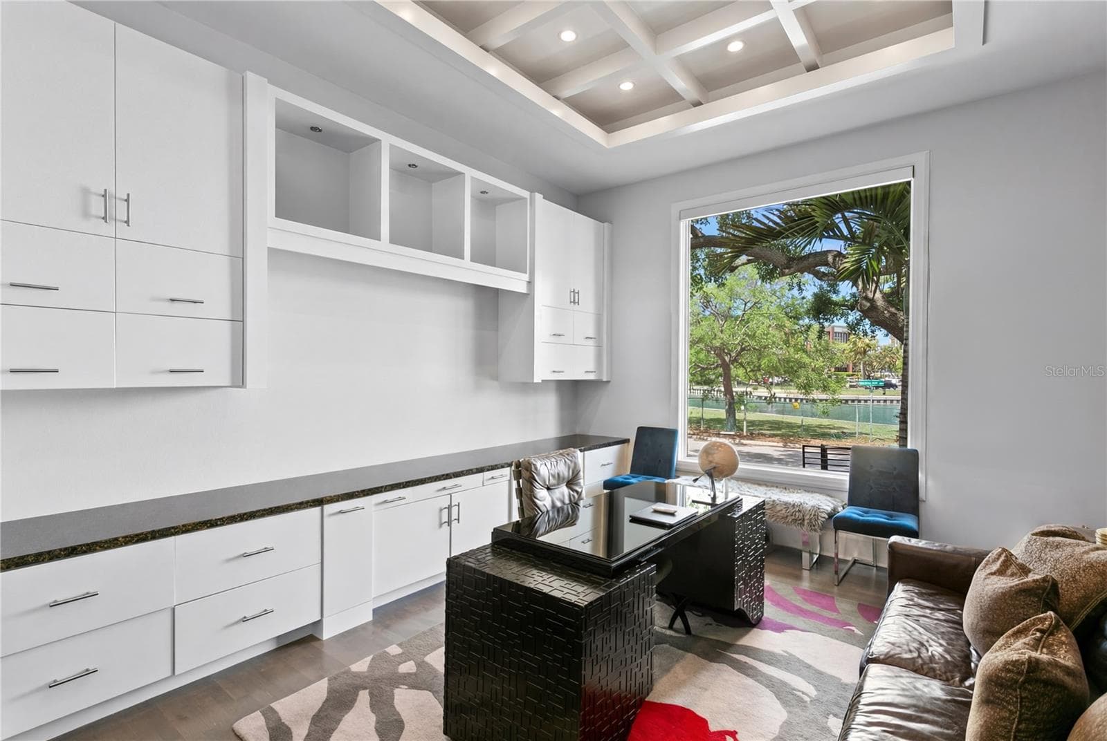 Separate Office with Coffered Ceiling and French Doors for Privacy - 2 SANDPIPER RD, TAMPA