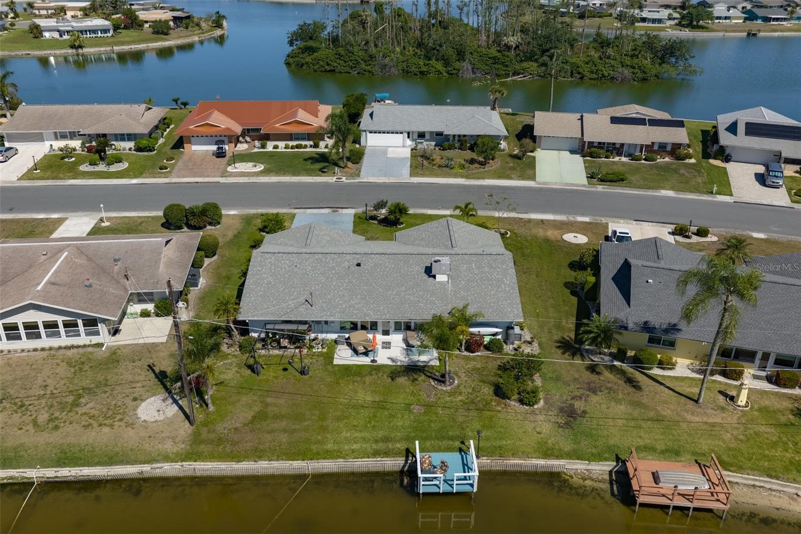 Aerial Rear, Across the Street Middle Lake - 1704 DANBURY DR, SUN CITY CENTER