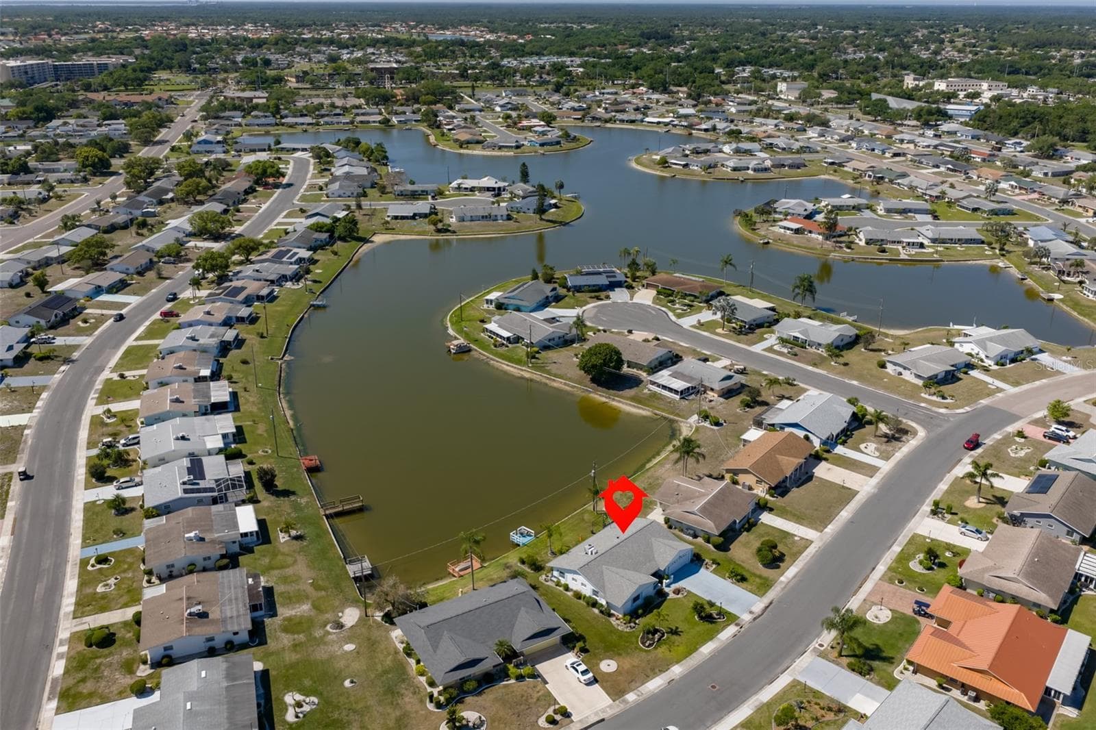 Aerial South Lake Dockable/Boatable - 1704 DANBURY DR, SUN CITY CENTER