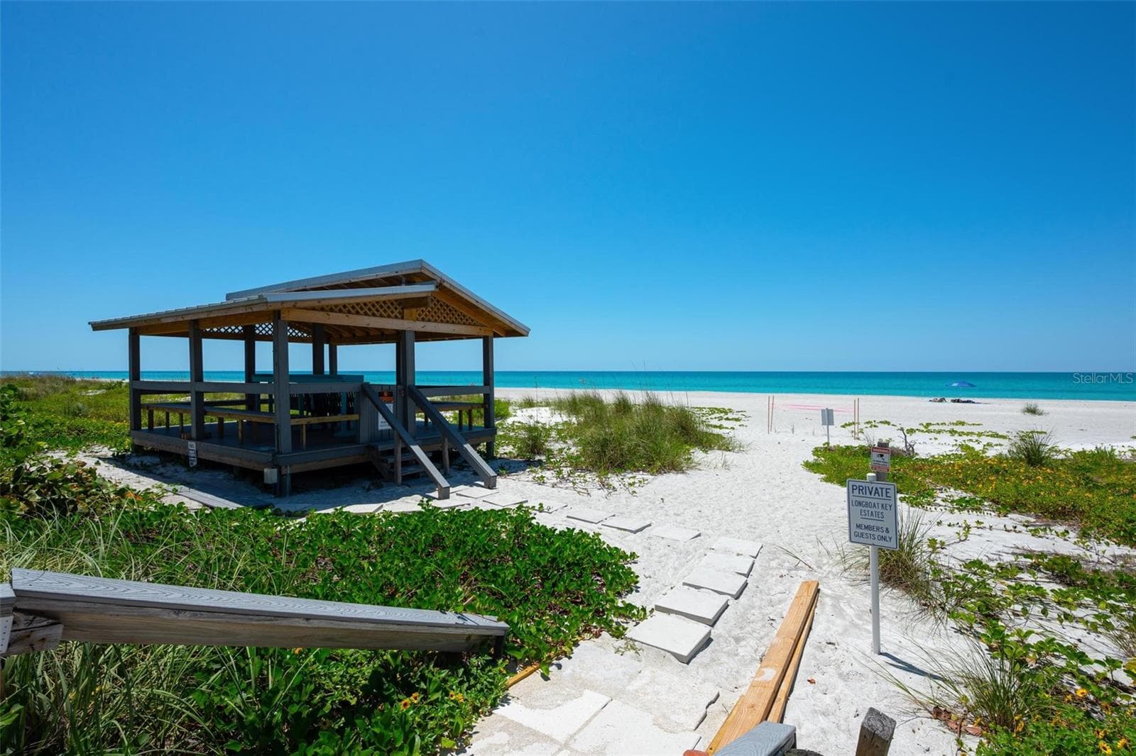 Entrance to private beach with gazebo. New ramp being built to the sand. - 581 ROUNTREE DR, LONGBOAT KEY