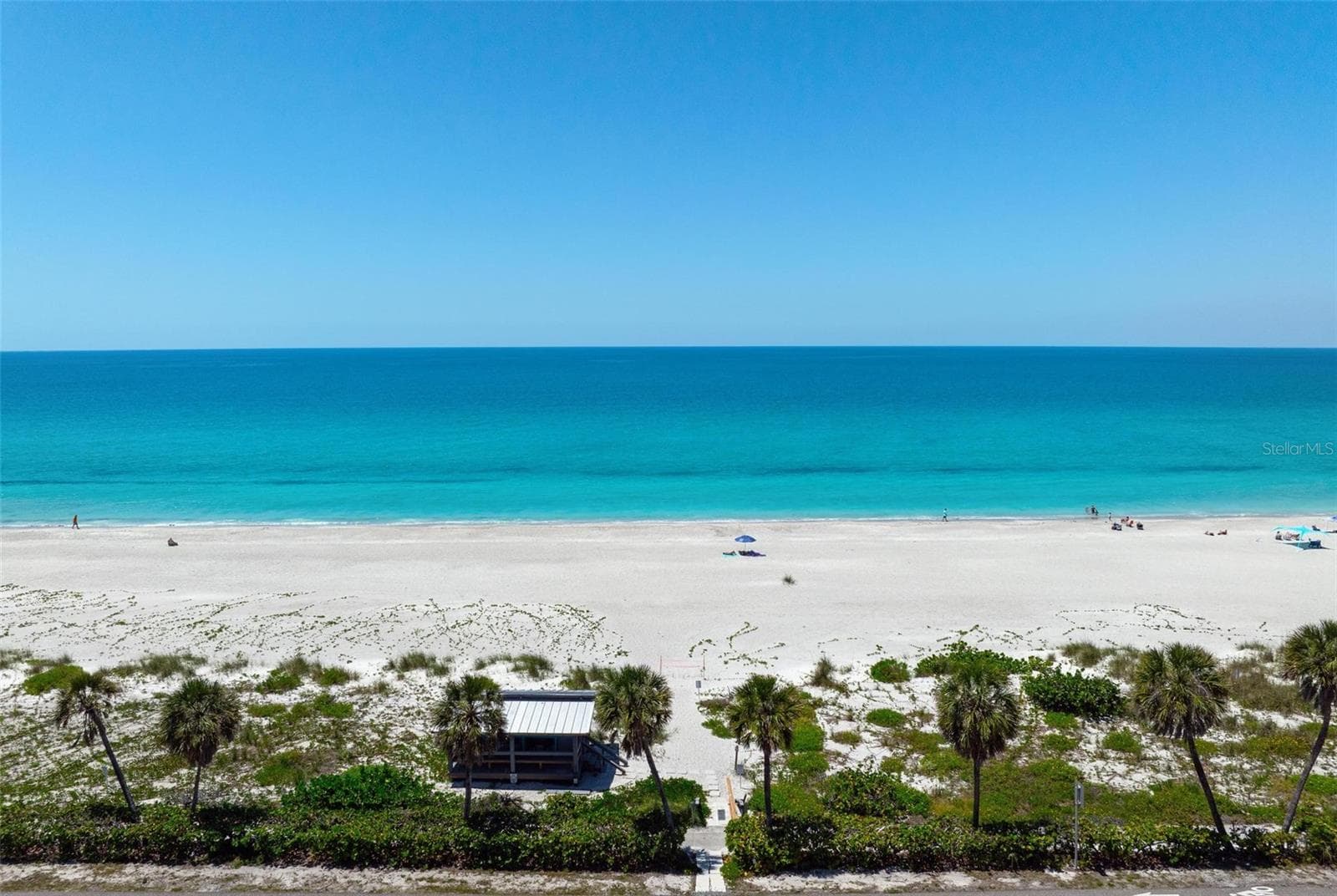 Drone view of private beach. - 581 ROUNTREE DR, LONGBOAT KEY