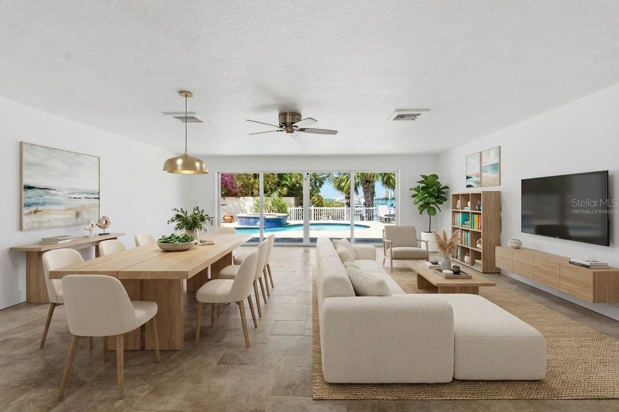 Living Room - Virtually Staged - 711 64TH AVE, ST PETE BEACH