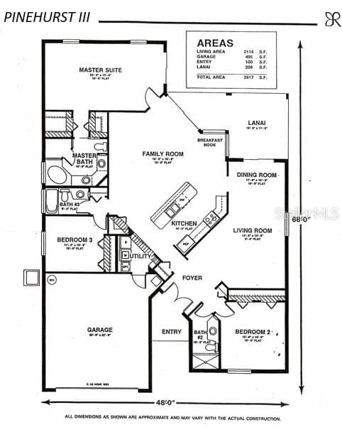 Floorplan of original model home - 7015 PLEASANT HILL RD, BRADENTON