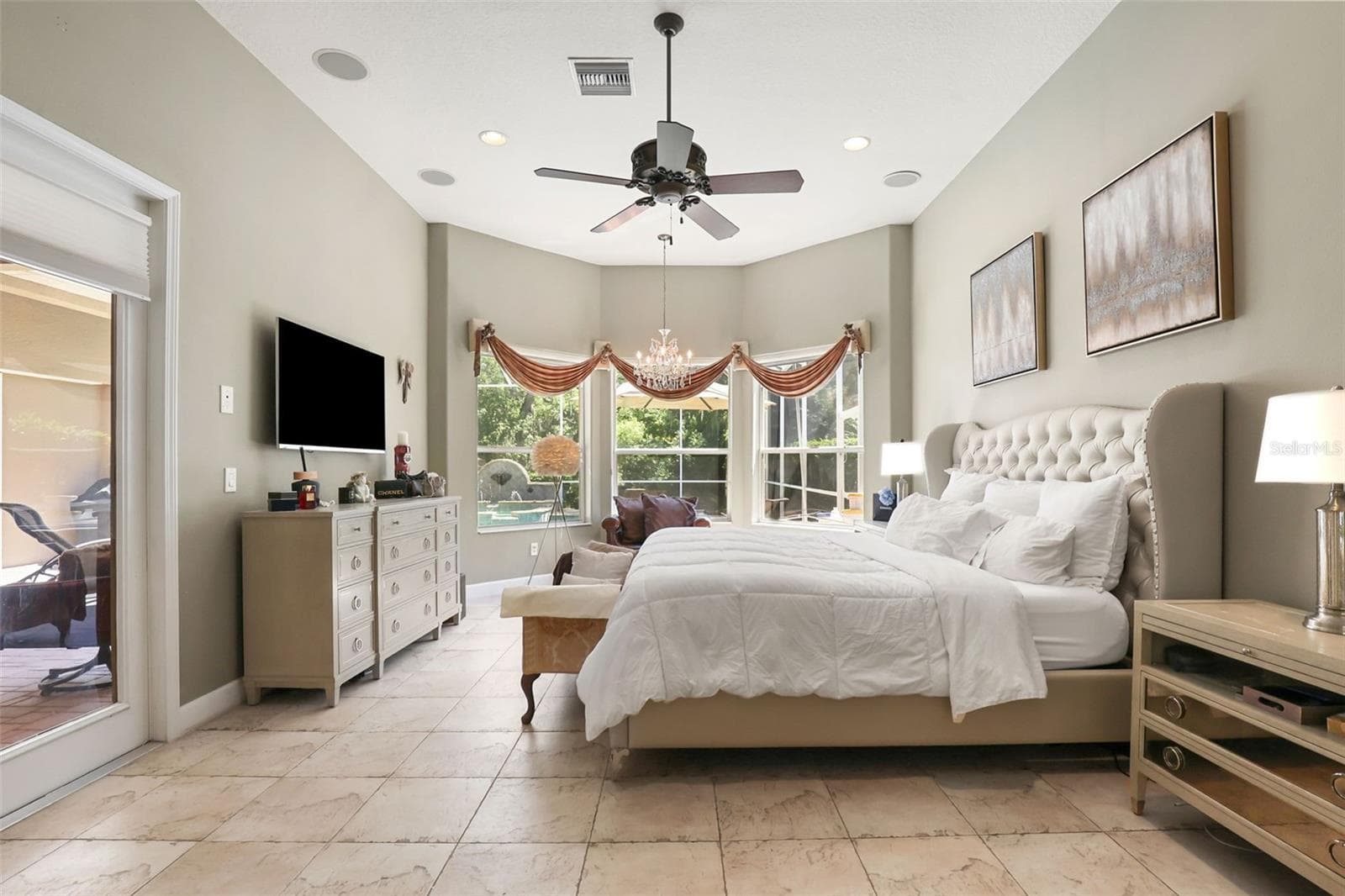Primary Bedroom-Private Lanai Access - 27608 PINE POINT DR, WESLEY CHAPEL